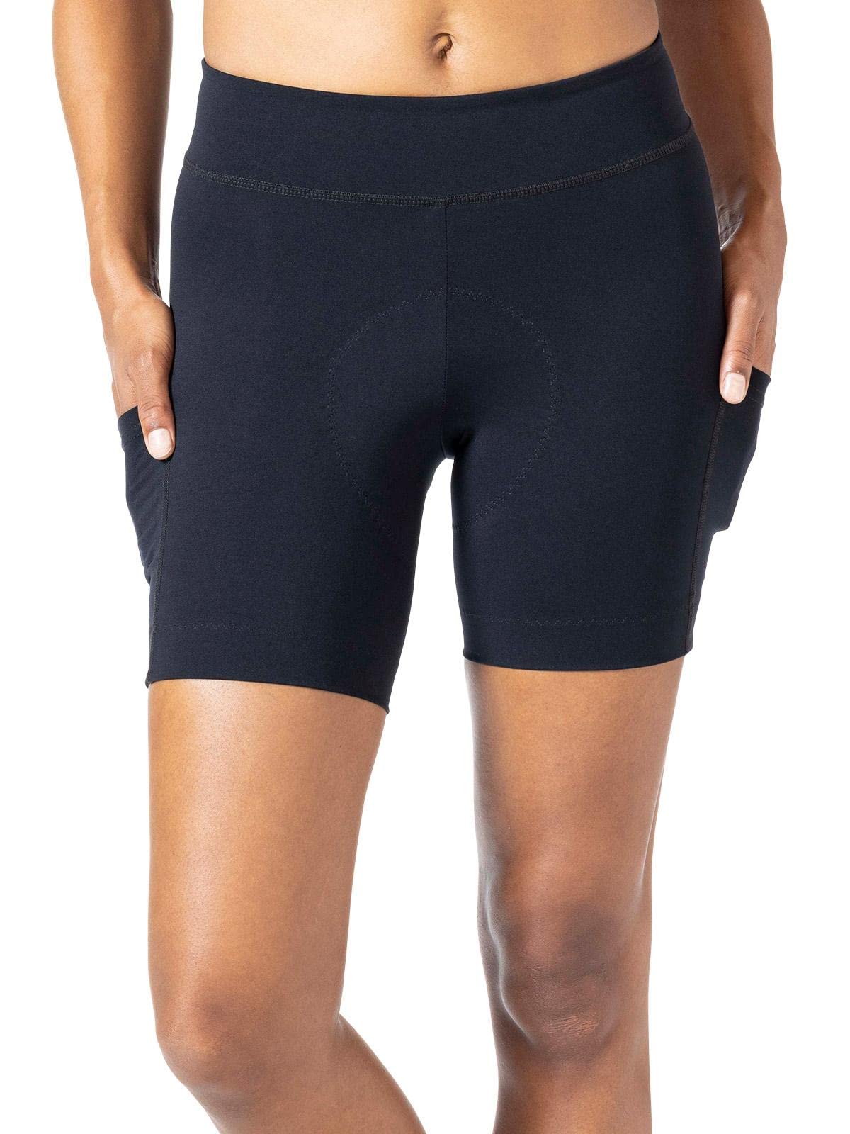 Women's Terry Bike Shorts with Padded Liner - 7 Inch Inseam Compression Cycling Shorts UPF 50+ for Road Biking, Touring & Spin Class | Moisture-Wicking & Breathable for Long Rides