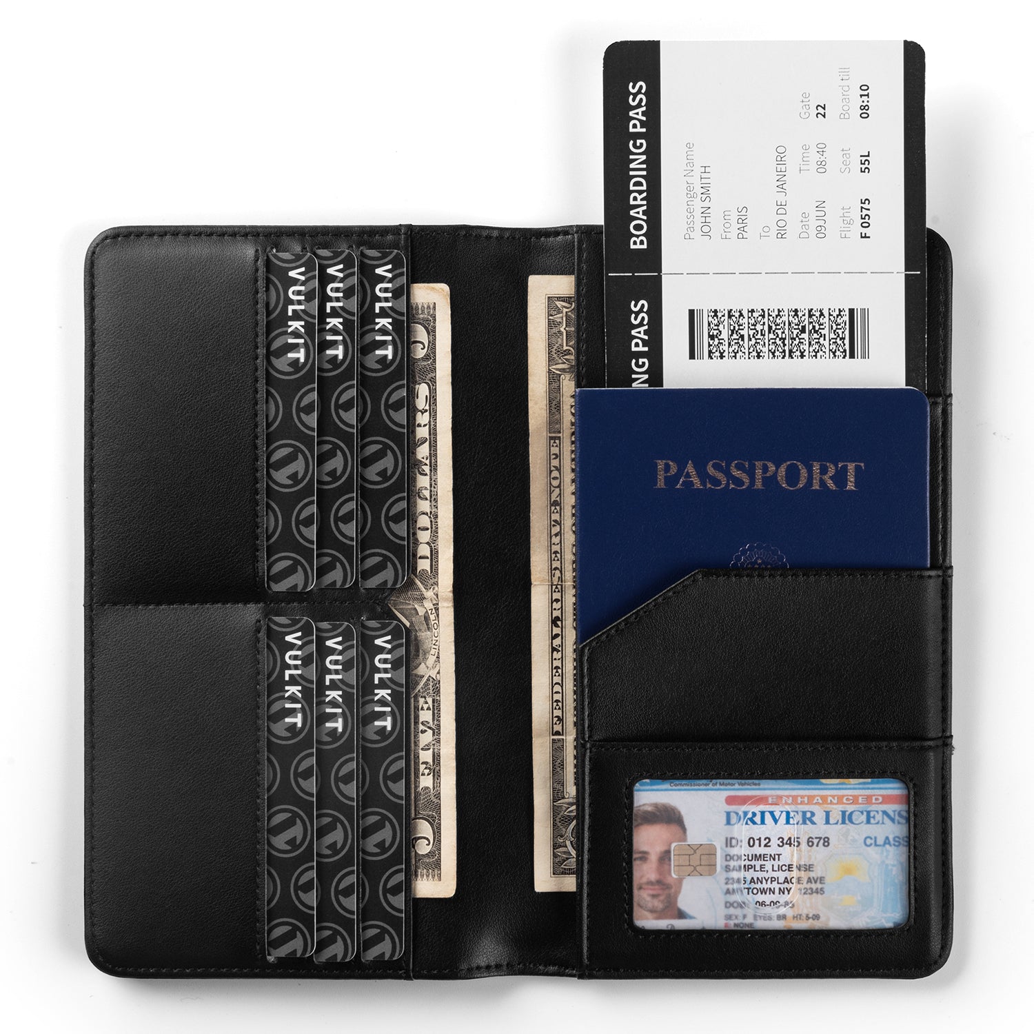 VPW100 RFID Blocking Bifold Passport Wallet - Secure Travel Organizer for Passport, Credit Cards, Cash & Bills | Perfect for International Trips & Business Travel