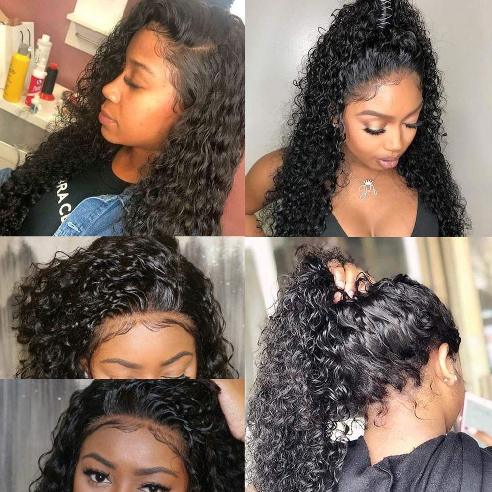 100% Unprocessed Virgin Peruvian Water Wave Human Hair Lace Front Wig for Black Women - Glueless Pre-Plucked with Baby Hair | Natural Wet & Wavy Curly Lace Frontal Wig for Daily Wear, Parties & Special Occasions