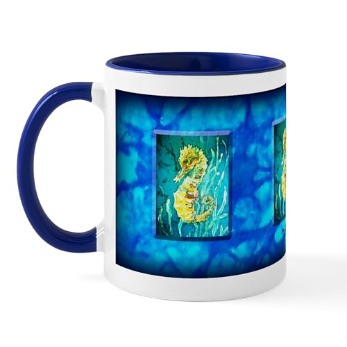 White/Navy Inside - Seahorse Blue Mug