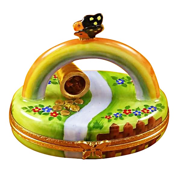 Pot of Gold Rainbow Limoges Trinket Box - Hand-Painted French Porcelain Collectible for St. Patrick's Day Decor & Gift Giving