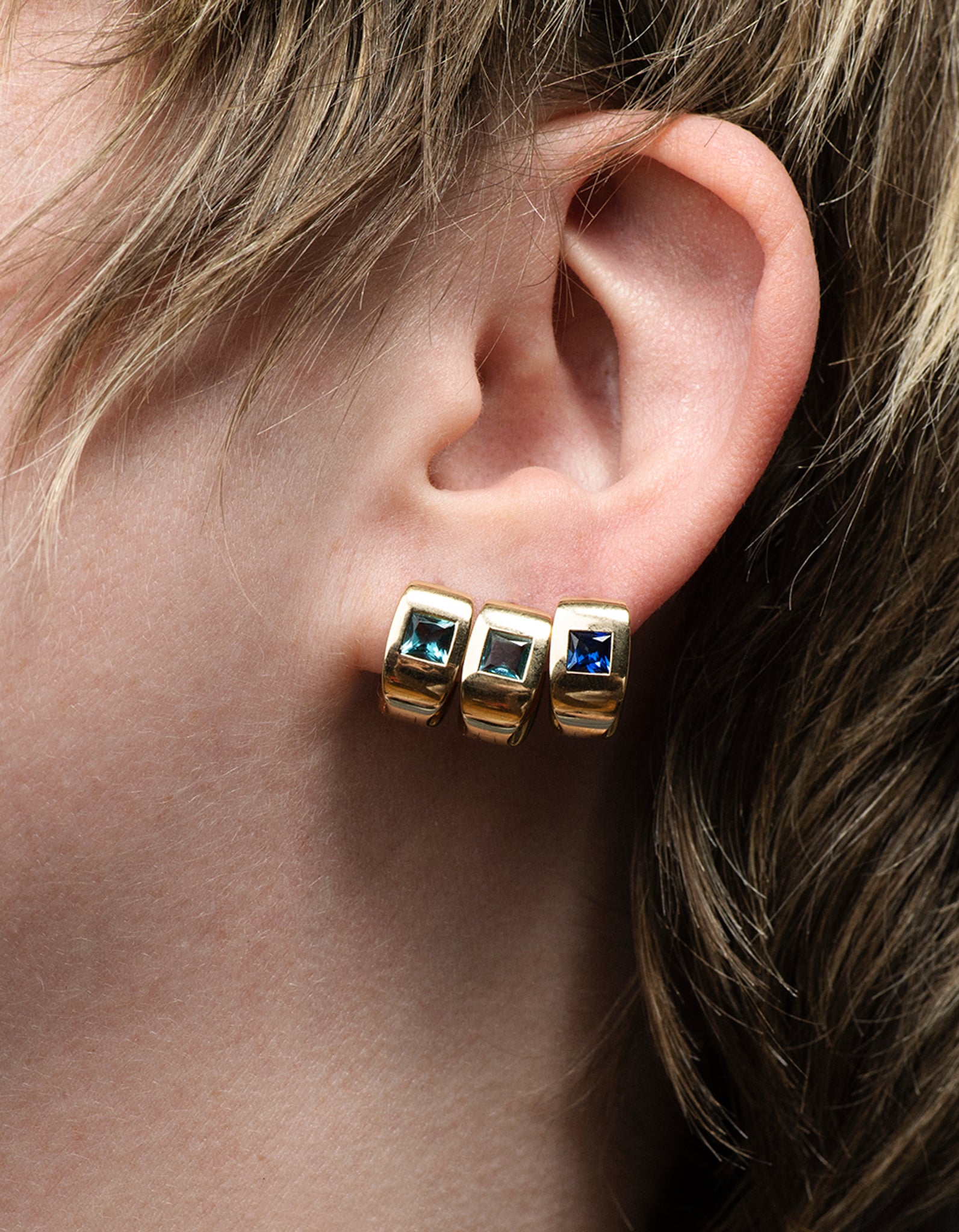 Princess Cut Blue Sapphire Huggie Earrings - Genuine Gemstone Jewelry for Women | Perfect for Weddings, Date Nights & Special Occasions