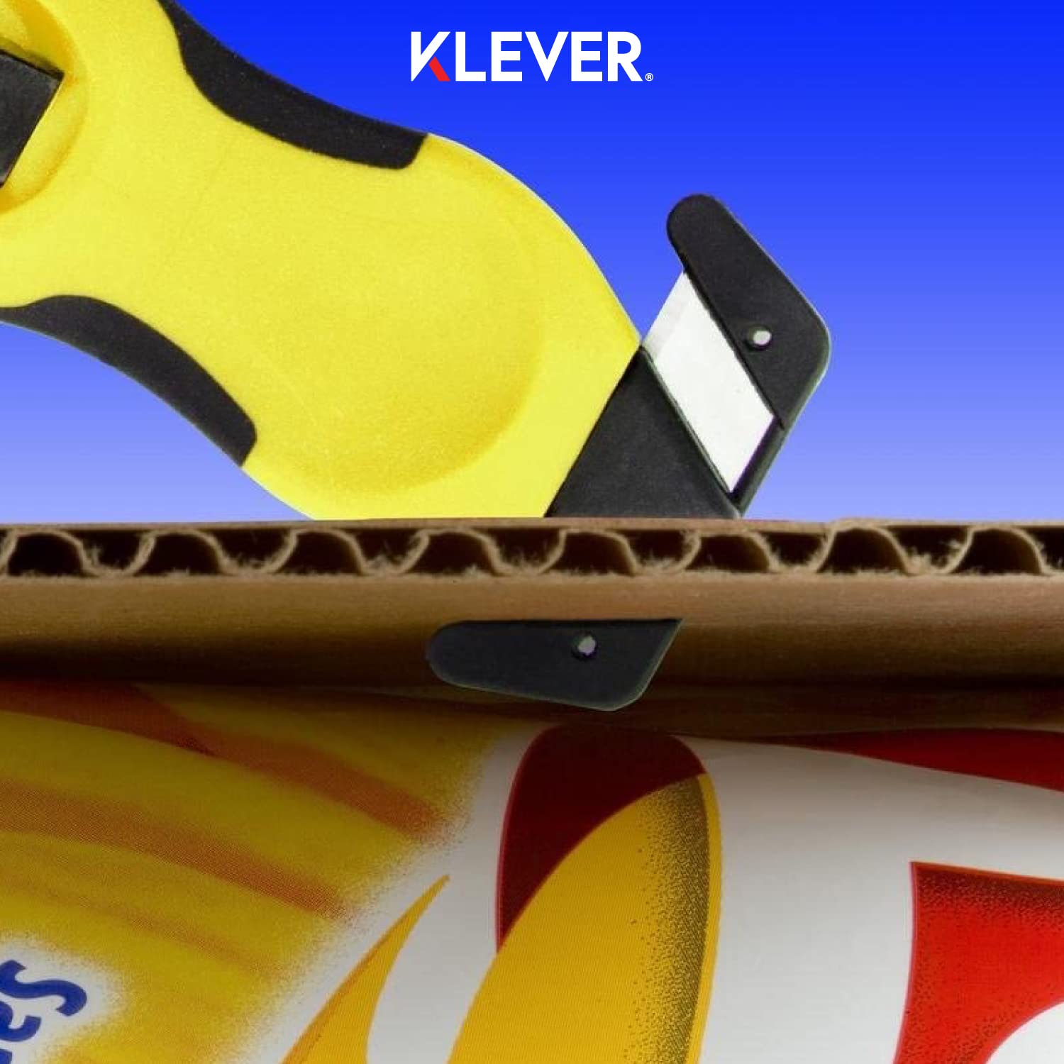 Klever X-Change Box Cutter Utility Knife - 10 Pack with Carbon Steel Blade (KCJ-XC-20R) | Narrow Cut Head for Opening Packages, Boxes, Film & Tape | Durable Red Safety Cutter for Warehouse, Shipping & Home Use