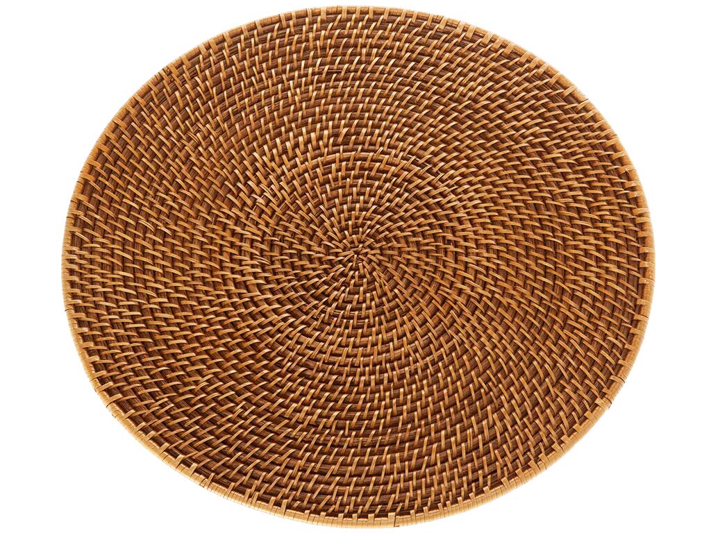 KOUBOO Laguna Round Rattan Placemat Set of 2 - 15 Inch Natural Woven Place Mats for Dining Table, Honey Brown Home Decor - Perfect for Indoor/Outdoor Dinner Parties, Picnics & Table Setting