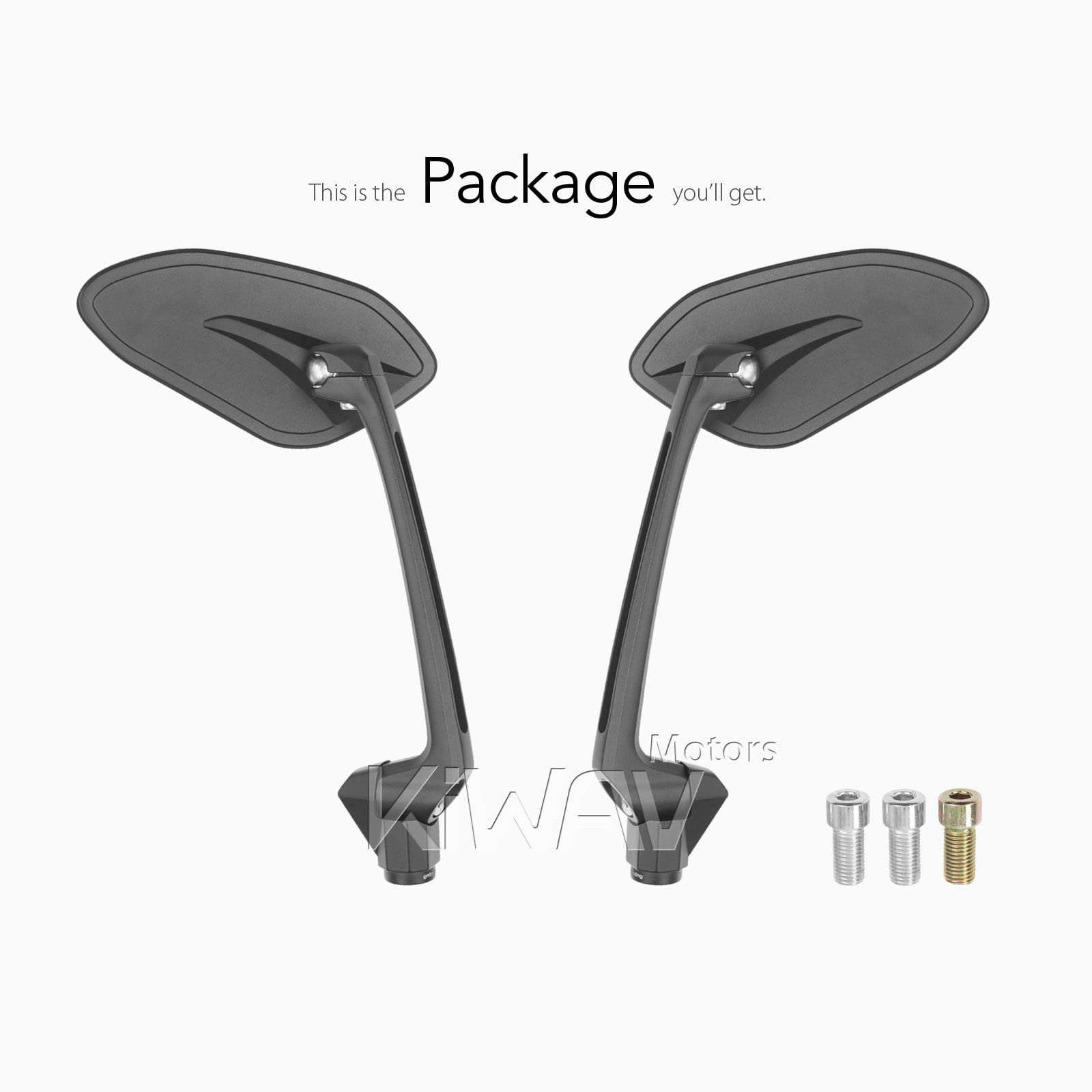KiWAV Universal Motorcycle Mirrors - 10mm Thread Black (Horus Style) for Harley, Honda, Yamaha & More - Durable Rearview Mirrors for Safe Riding