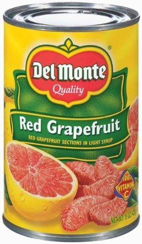 Del Monte Red Grapefruit Sections in Light Syrup 15oz Can (Pack of 6) - Premium Canned Fruit for Salads, Desserts & Healthy Snacks - Perfect for Breakfast, Smoothies & Cocktails