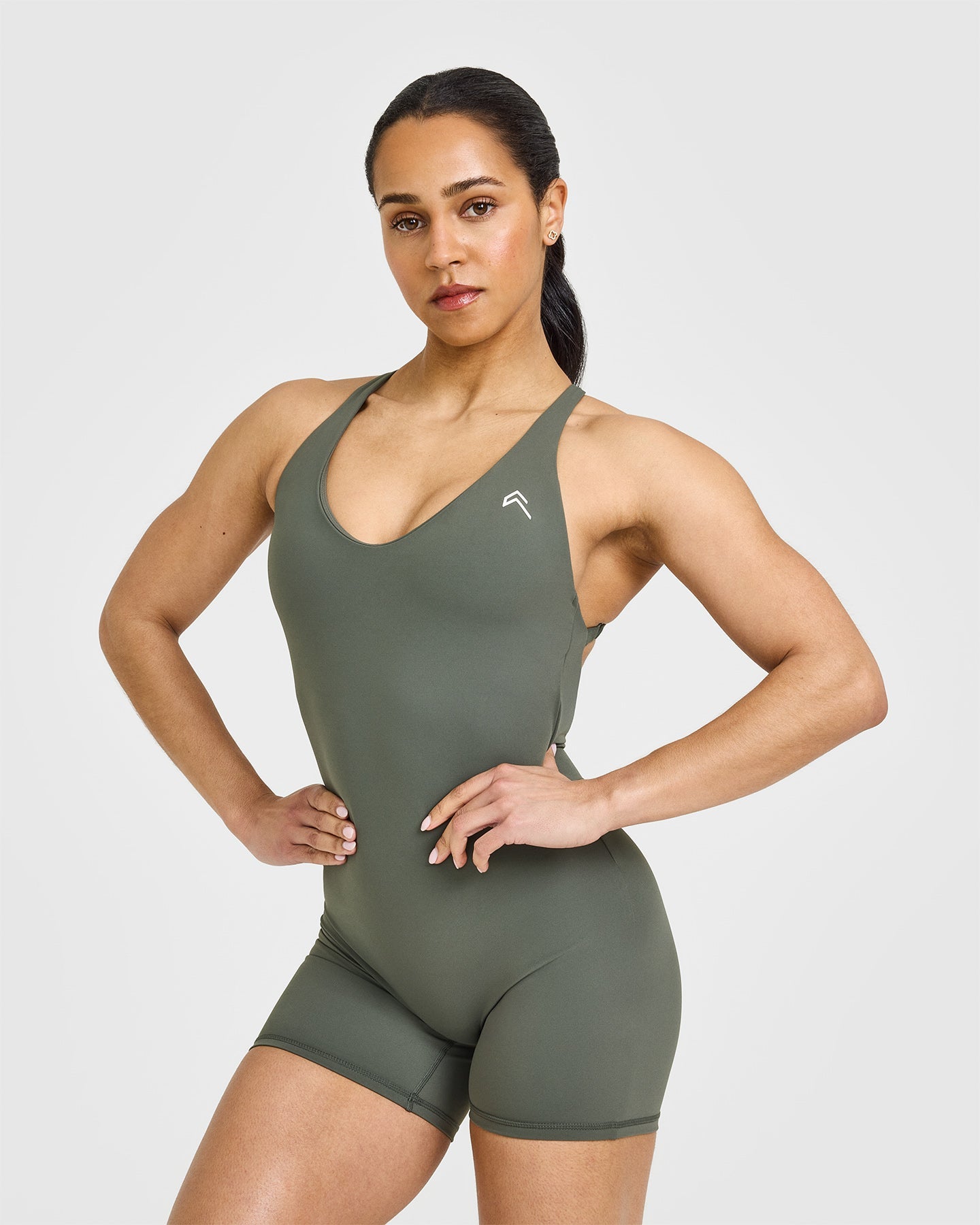 Unified Scoop Back All-in-One 6-Piece Set | Dark Khaki | Perfect for Yoga, Gym & Everyday Comfort Wear