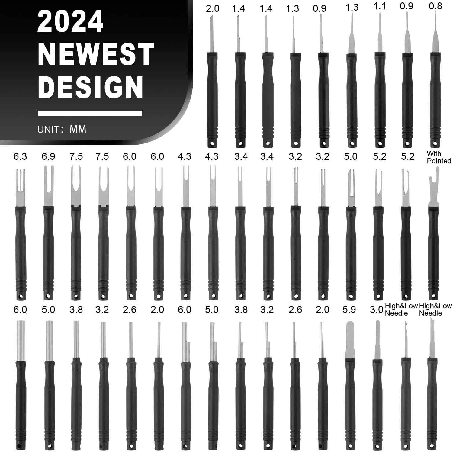 2024 Upgraded 41Pcs Black Electrical Terminal Removal Tool Kit - Car Wire Connector Pin Extractor Set for Automotive & Household Devices | DIY Repair, Wiring Harness Maintenance, Electrical Projects