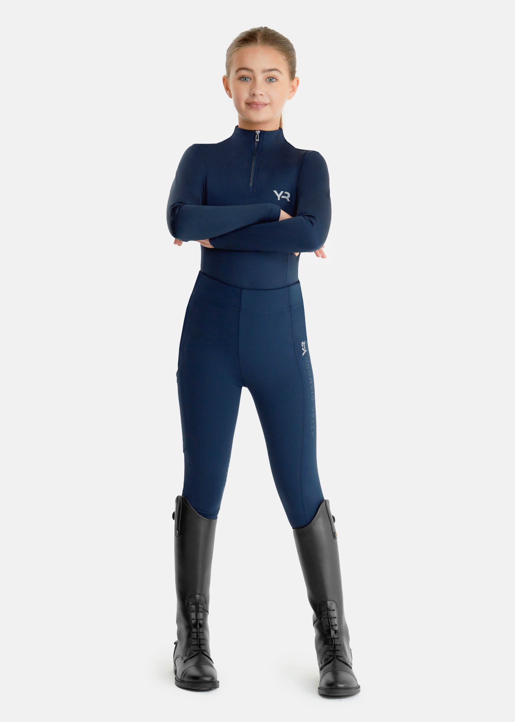 YR Navy Full Seat Leggings for Women - High Waisted Yoga Pants with Pockets - Comfortable Workout Tights for Running, Gym & Lounge Wear