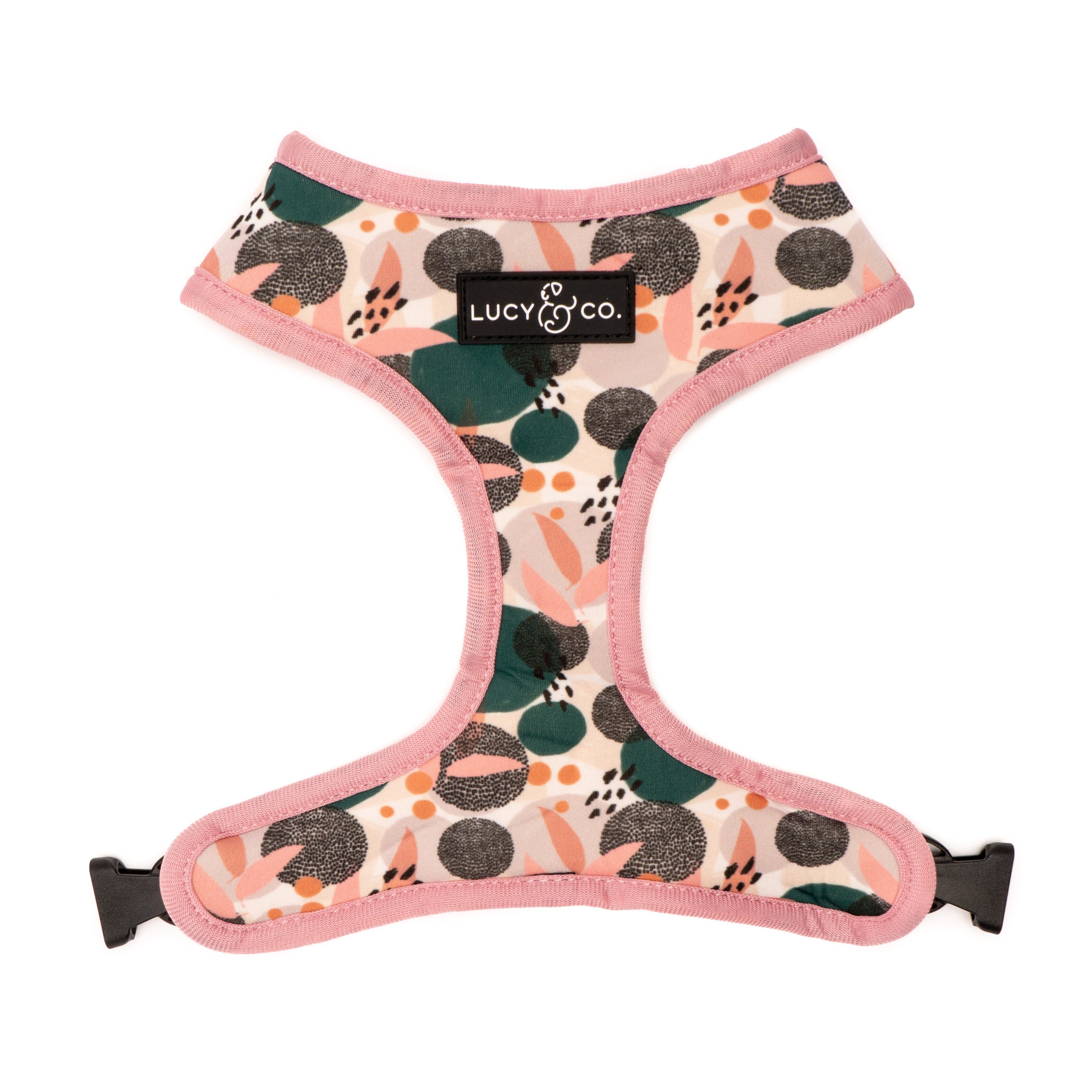 Lucy & Co. Enchanted Forest Dots & Purple/Pink Reversible Dog Harness - Adjustable Pet Vest for Small Medium Dogs, Perfect for Walking, Hiking & Outdoor Adventures
