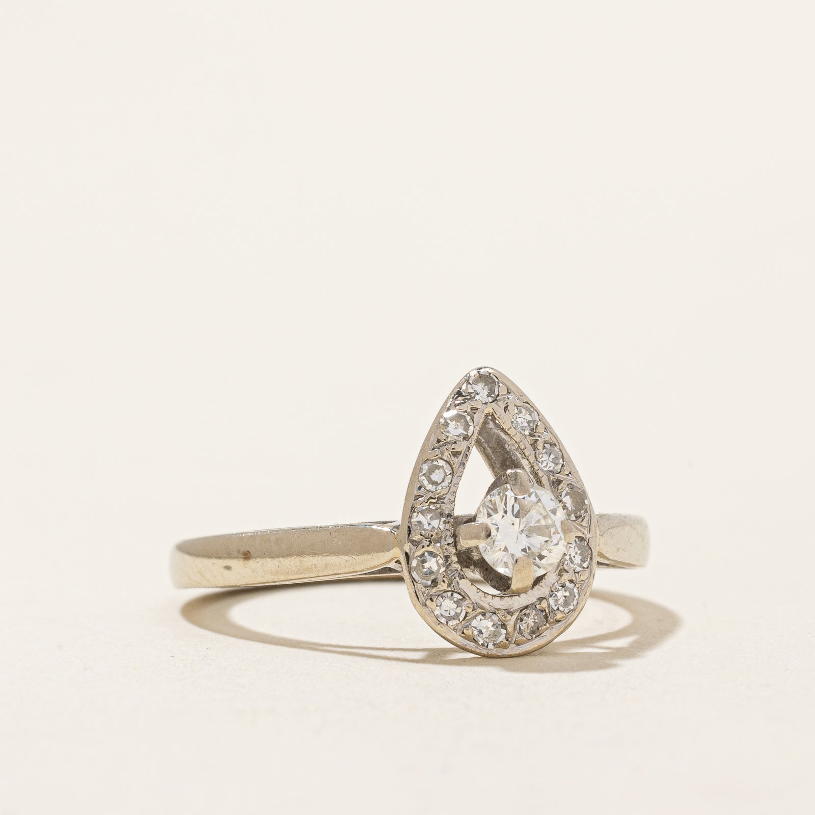 0.33ctw Diamond Pear Shaped Engagement Ring - Size 4.75, 14K White Gold, Elegant Wedding Band for Women - Perfect for Proposals, Anniversaries & Special Occasions