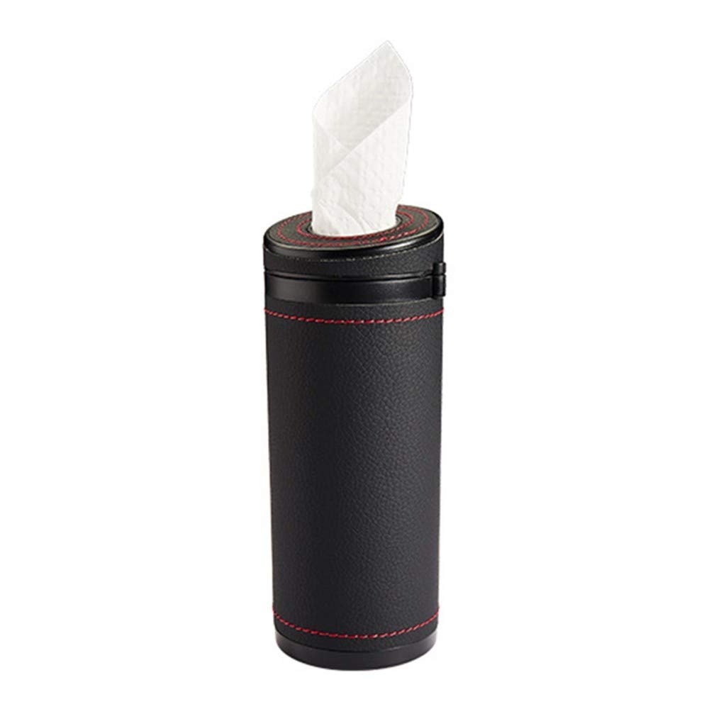 PU Leather Car Tissue Holder - 2.75'' Diameter Round Tissue Box for Car Cup Holder | Holds Up to 30 Tissues | Perfect for Road Trips, Commuting & Travel Accessories