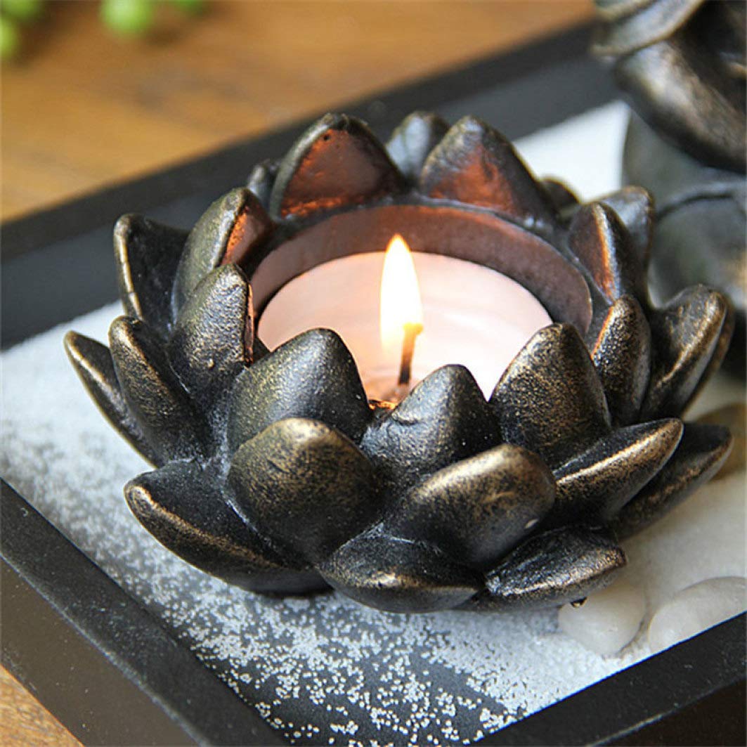 Zen Meditation Garden Set with Resin Buddha Statue, Lotus Candle Holder & Incense Stick - Desktop Decor for Stress Relief, Office Relaxation & Mindful Meditation Practice