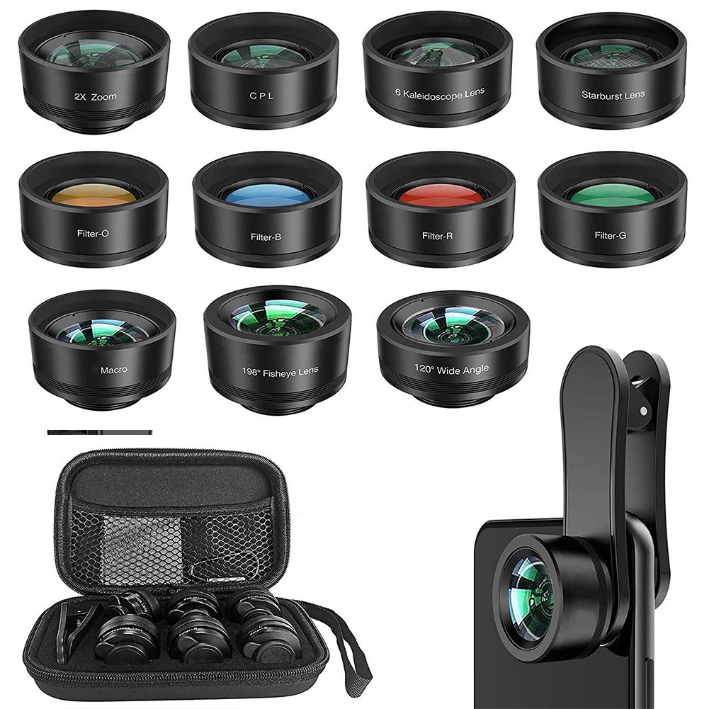 EBTOOLS 11-in-1 Metal & Optical Glass Phone Camera Lens Kit - Universal Clip for iPhone, Samsung, Pixel - Perfect for Outdoor Photography, Travel Vlogging & Macro Shots