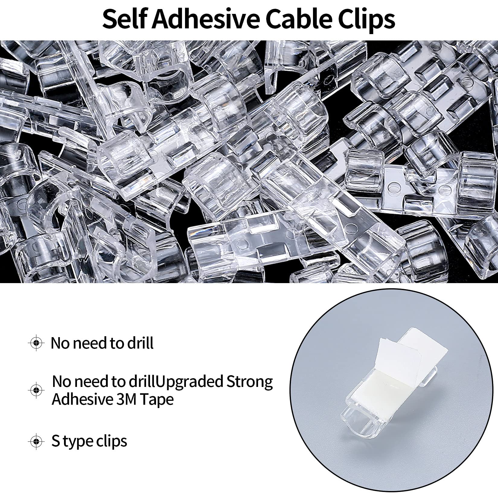 120 Pcs Clear Adhesive Cable Clips - Strong Cord Organizer & Wire Holder for Home Office Car Desk - Perfect for TV, PC, Laptop, Ethernet Cable Management (Cable Clips, Cord Clips, Wire Management) - Organize Wires Under Desk, Behind TV & in Car