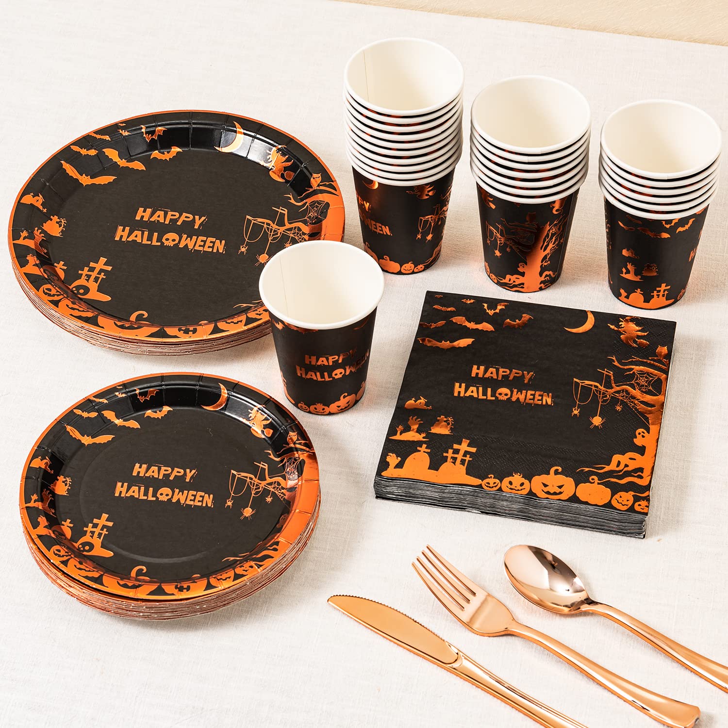 Happy Halloween Party Supplies - 24-Piece Tableware Set (9