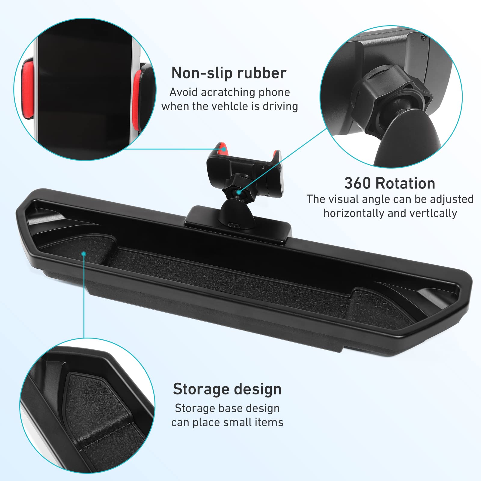 Upgraded CheroCar JL Phone Holder with Storage Tray - Universal Car Phone Mount Accessories Compatible with 2018-2022 Jeep Wrangler JL & 2020-2022 Jeep Gladiator JT - Perfect for Off-Roading, Commuting & Hands-Free Driving