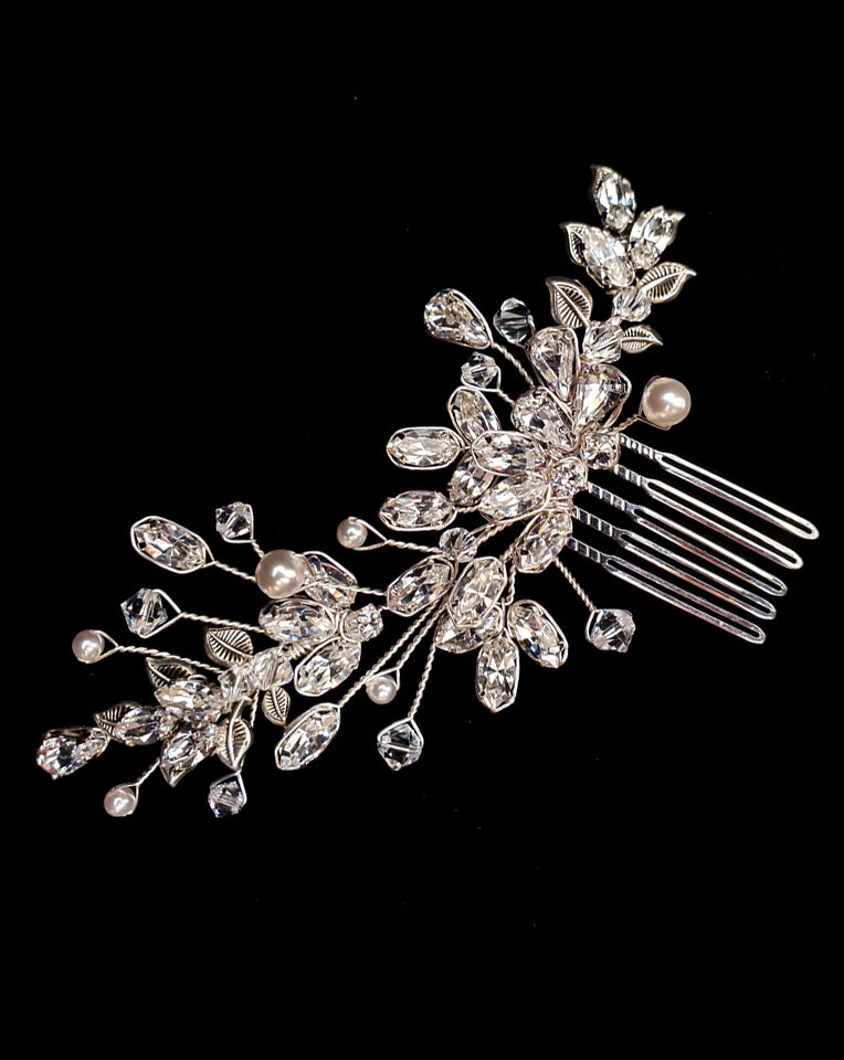 Elegant Bridal Hair Vine Comb with Glamorous Crystals - Side Hair Accessory for Weddings by Kezani | Perfect for Bridal Hairstyles, Prom, and Special Occasions