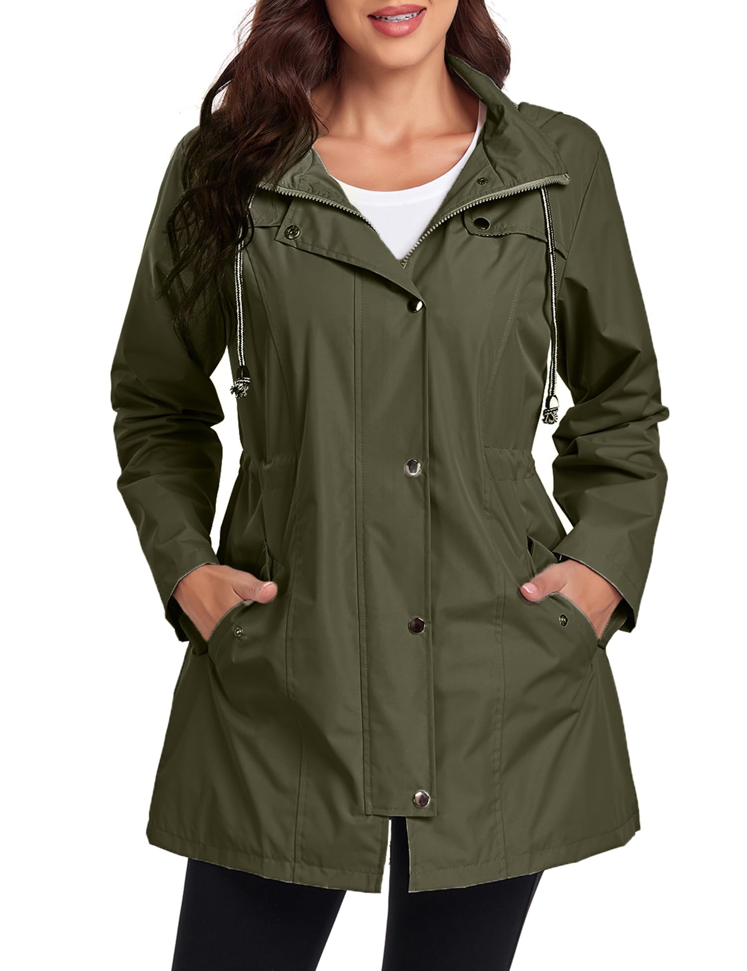 Women's Waterproof Raincoat Windbreaker Jacket - Lightweight Hooded Trench Coat for Outdoor Activities (Sizes S-XXL) | Perfect for Hiking, Commuting & Rainy Day Protection