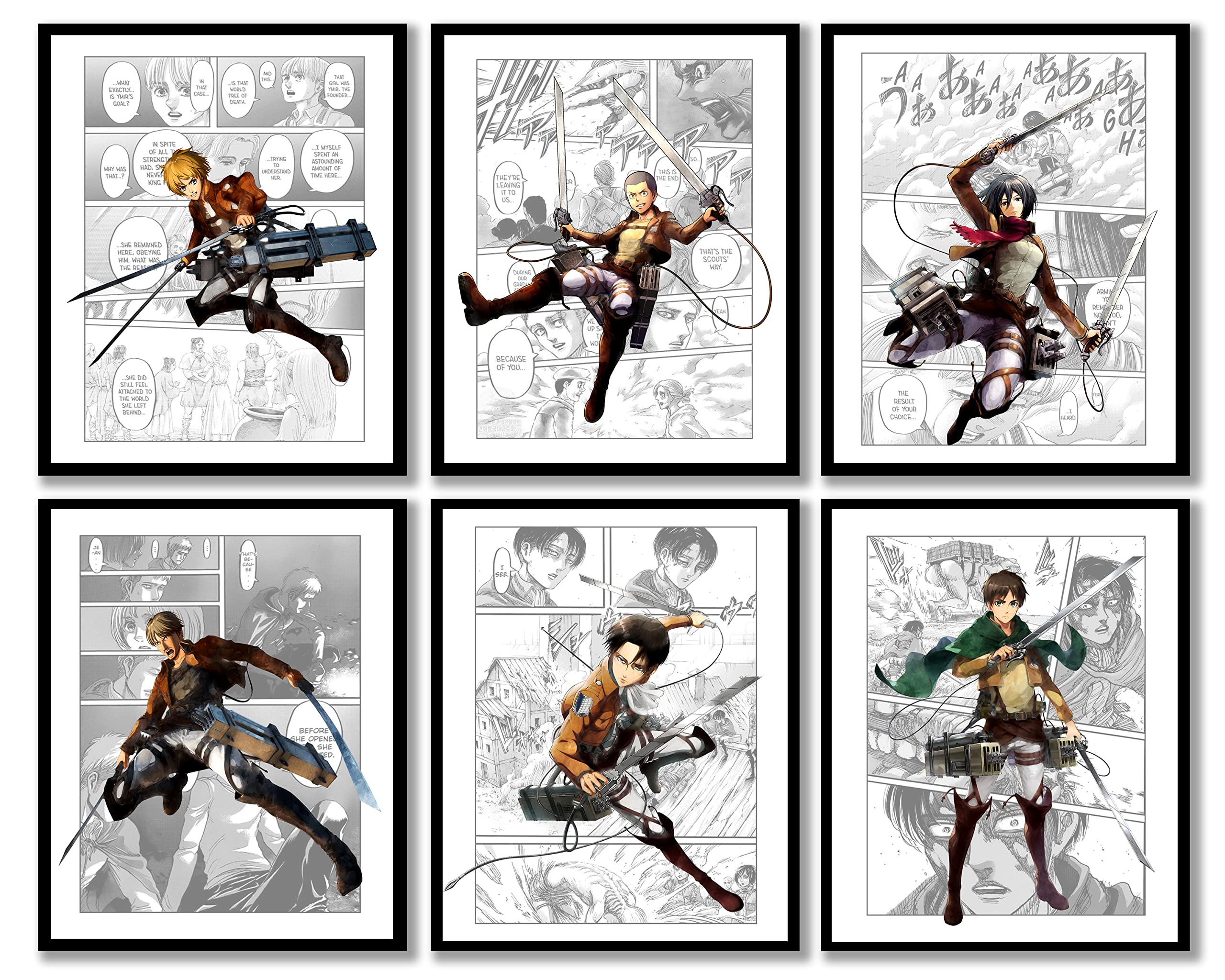 SanArt Attack On Titan Anime Poster - 8x10 Inch Wall Art Featuring Eren Yeager, Levi Ackerman & Mikasa - Perfect for Anime Room Decor, Boys Bedroom & Otaku Gifts - Great for Anime Themed Parties, Gaming Rooms & Manga Lover Collections