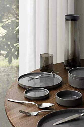 Blomus PILAR 6 oz Tea Cups and Saucers Set of 2 - Premium Pewter Finish in Charcoal - Perfect for Afternoon Tea, Coffee Break or Gift Giving