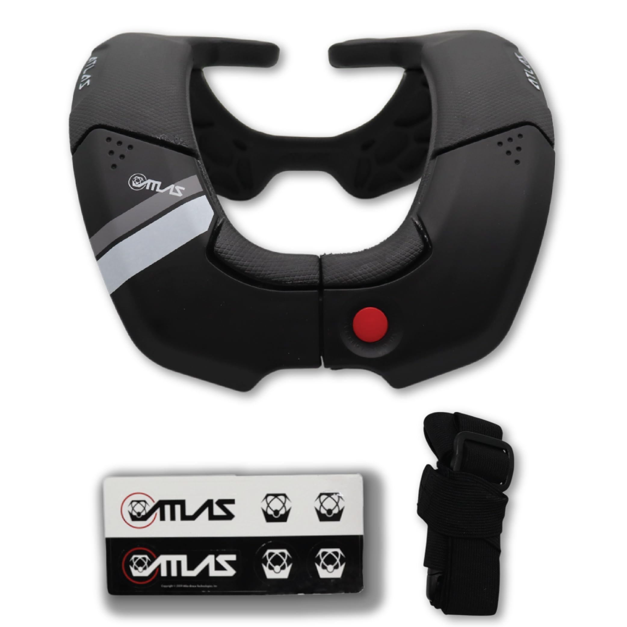 Atlas Broll Anti-Compression Sport Neck Brace for Kids - Support for Powersports, Motocross, BMX, Snowboarding & More - Lightweight Protection for Offroad Racing & Mountain Biking - Ideal for Young Athletes in Action Sports (Black)