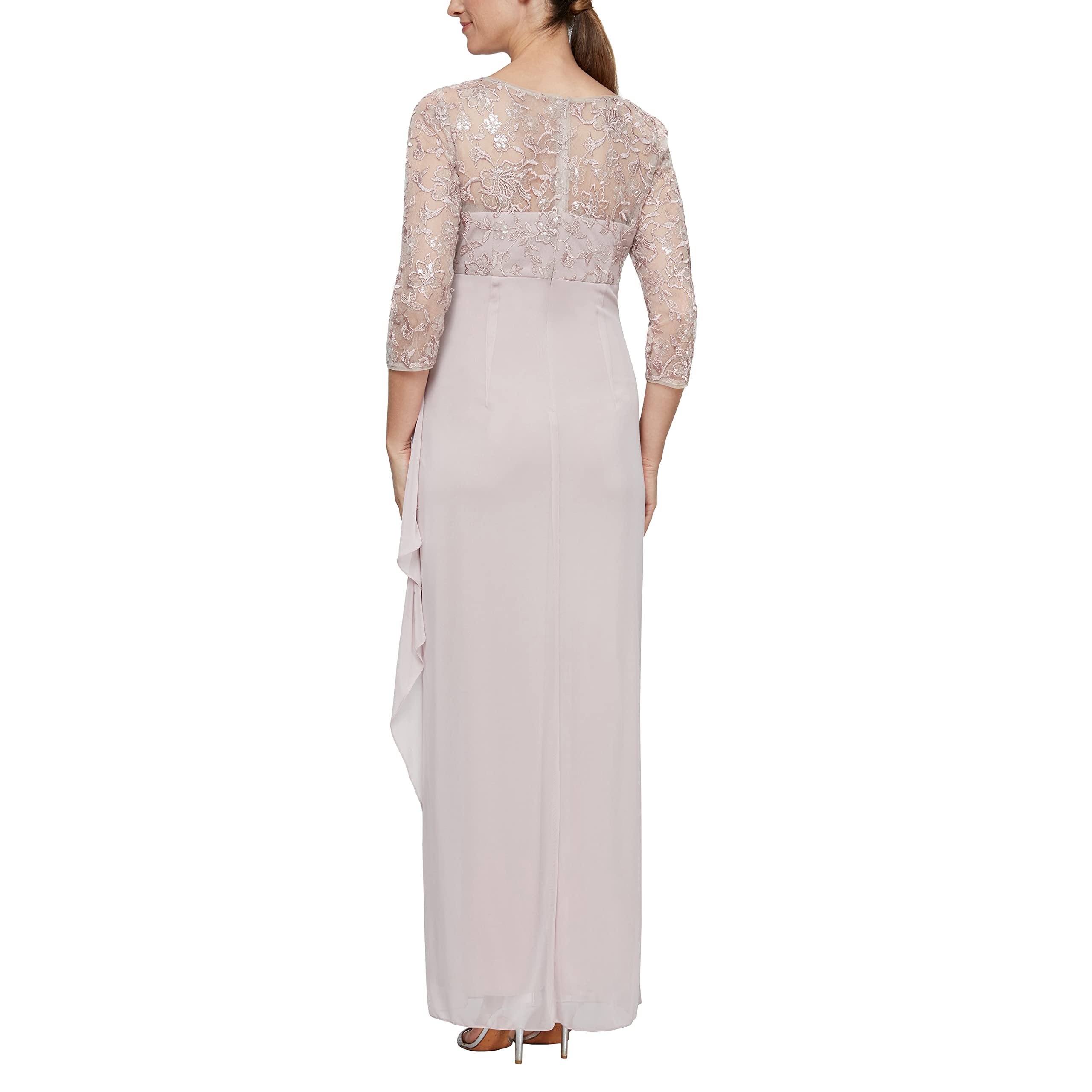 Alex Evenings Women's Long Lace Top Empire Waist Dress - Elegant Formal Gown for Weddings, Parties & Special Occasions