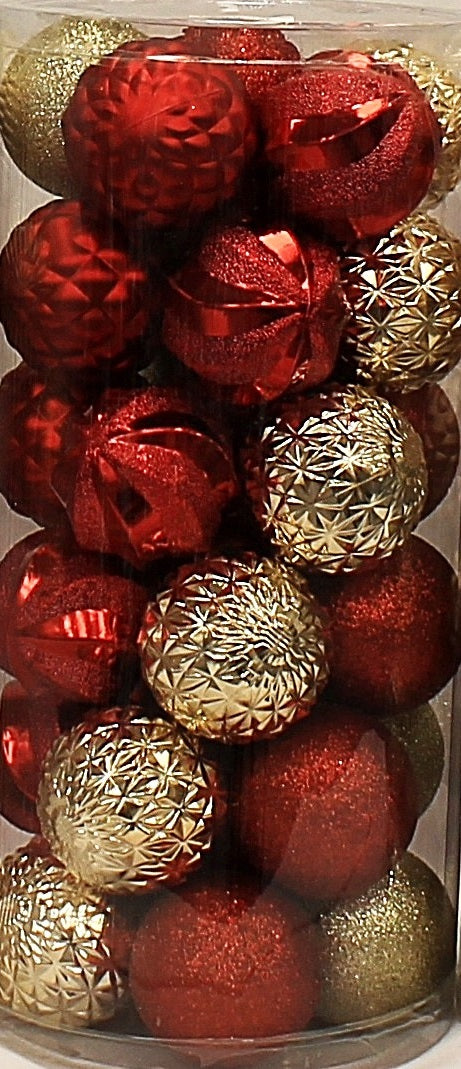 30 Pack 70MM Christmas Tree Ornaments - Gold, White, Red Holiday Ball Decorations for Xmas Tree, Party & Home Decor