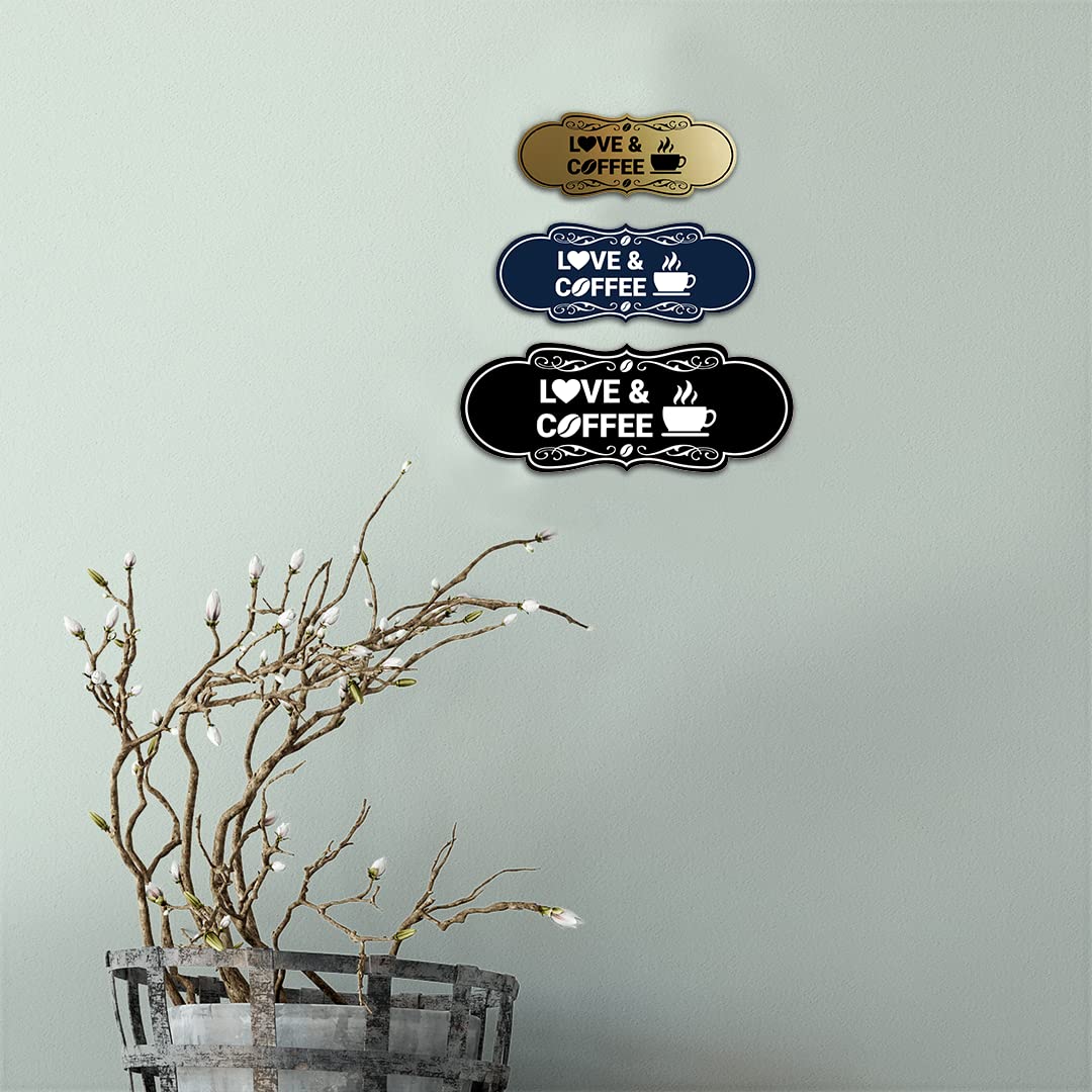 Black Small Designer Love and Coffee Sign - Rustic Home Decor for Kitchen, Office & Coffee Shop - Perfect Gift for Coffee Lovers