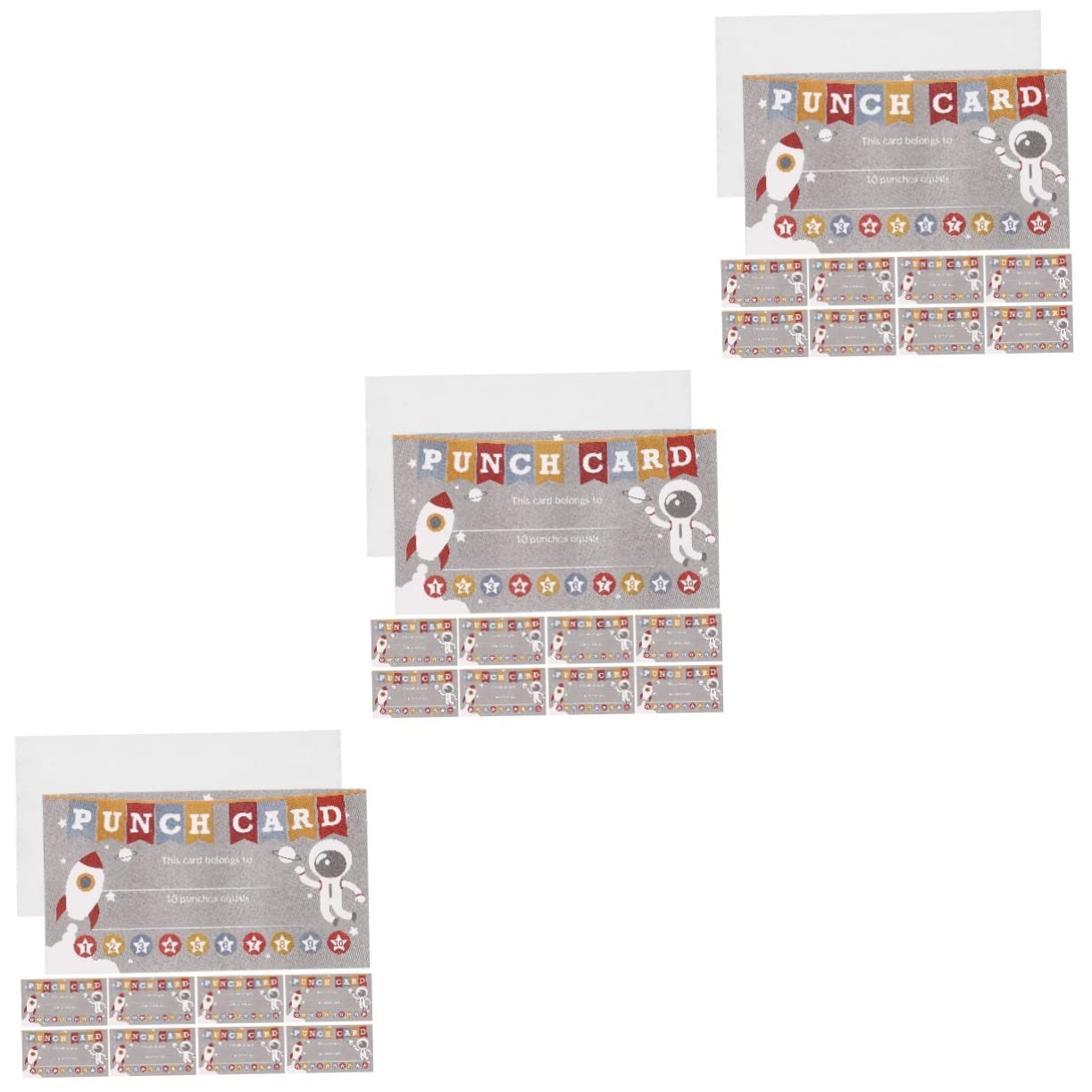 300 Pcs Reward Punch Cards for Kids - Motivational Loyalty Cards with Cartoon Design, Gold Coated Paper for Students - Perfect for Classroom Incentives, Behavior Tracking & Sticker Rewards