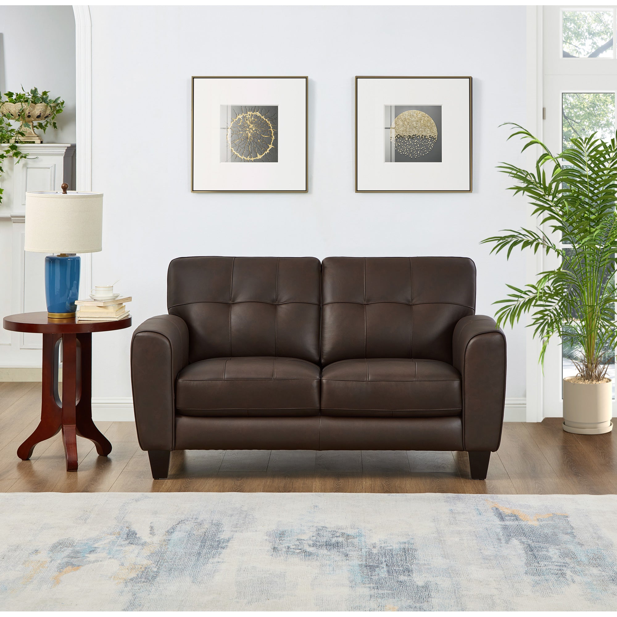 Asher Loveseat Sofa - Modern 2-Seater Couch with Tufted Back and Solid Wood Legs for Living Room, Bedroom, or Office - Perfect for Small Spaces and Cozy Relaxation