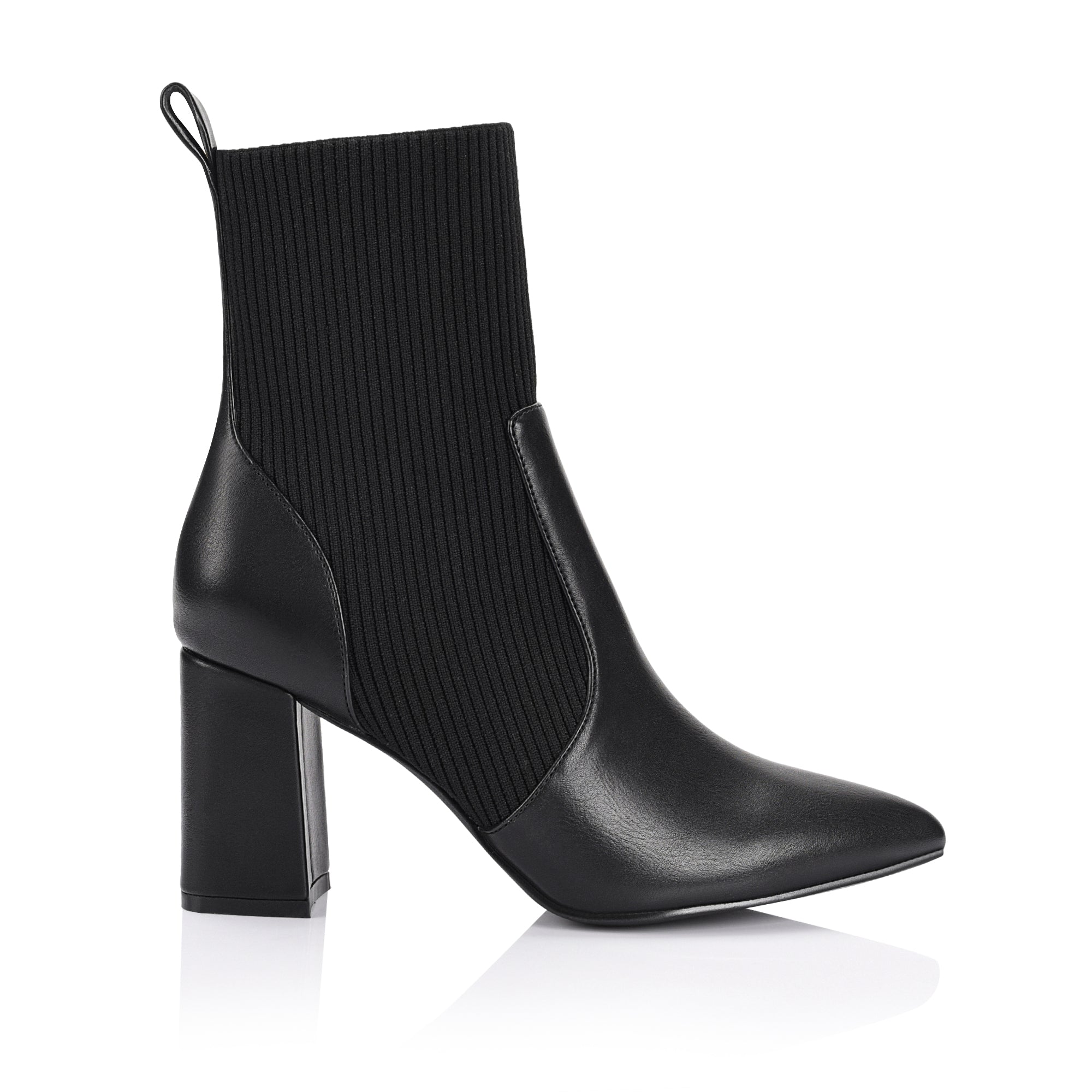 Mayah Knit Ankle Boots for Women - Comfortable Black Winter Booties with Chunky Heel | Perfect for Casual Outfits, Office Wear & Holiday Parties
