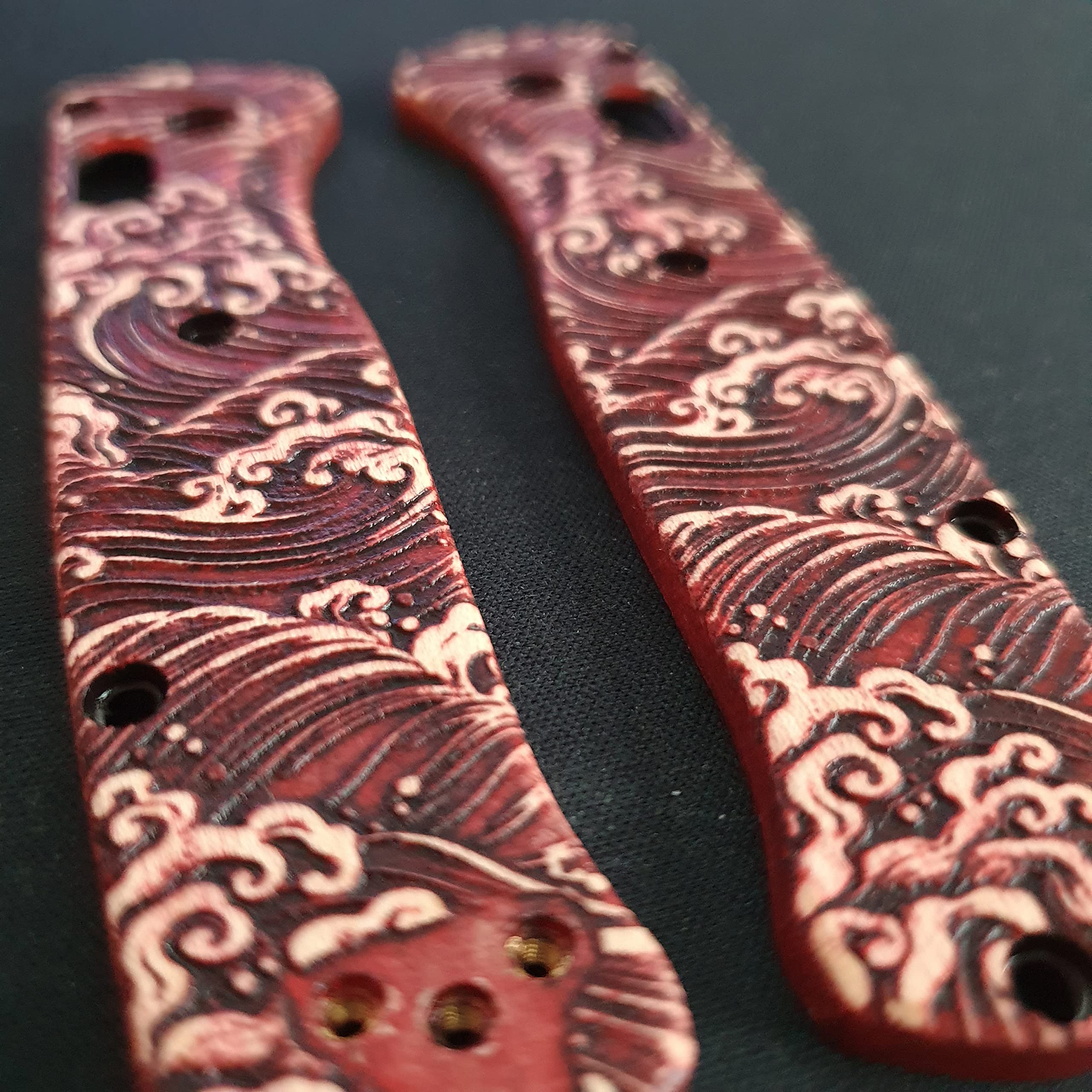 Premium Japan Wave Baroque Scales for Benchmade Bugout 535 Knife - Upgrade Your EDC with Stylish Custom Handle for Outdoor, Camping & Everyday Carry