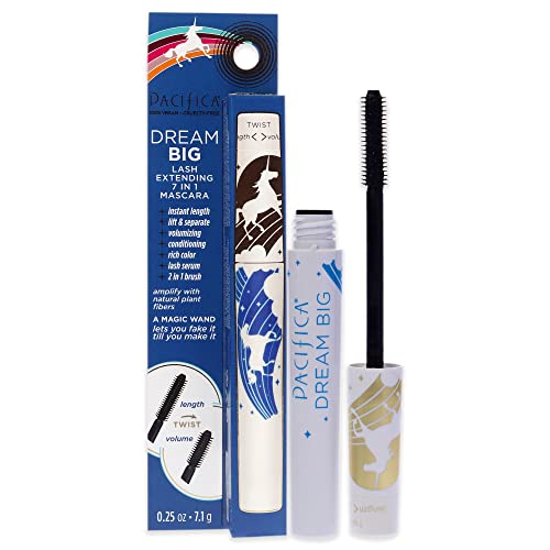 Pacifica Beauty Dream Big Lash Extending 7-in-1 Black Mascara - Volumizing & Lengthening Formula with Lash Lift Effect | Enriched with Vitamin B & Coconut Oil | Silicone, Sulfate & Paraben Free | Vegan & Cruelty-Free | Perfect for Everyday Wear & Special Occasions