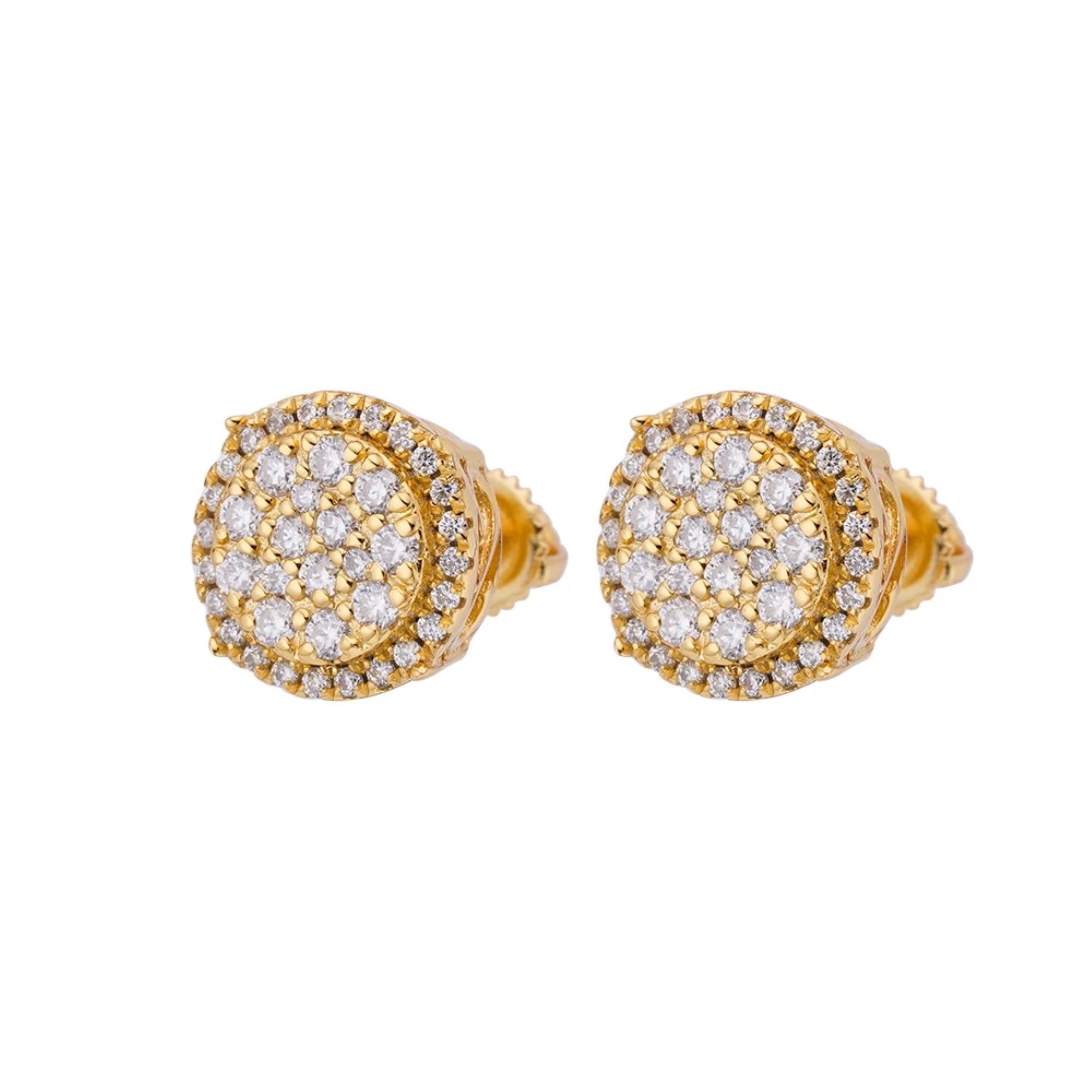 Moissanite Round Stud Earrings 14k Gold Plated 925 Sterling Silver - Elegant Jewelry for Women, Perfect for Weddings, Parties & Daily Wear