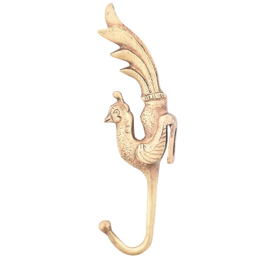 Vintage Peacock Wall Hooks Set of 6 - Gold Decorative Coat Hooks for Kids Room, Bathroom & Entryway - Brass Key Holder, Backpack Hanger, Wall Mount Organizer - Boho Home Decor Essentials for Coats, Hats & Towels