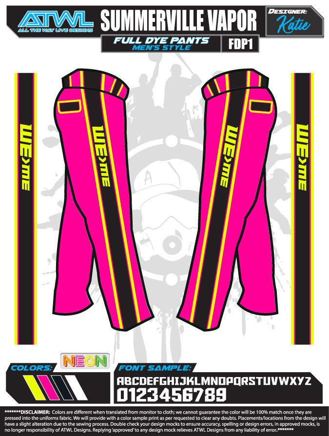 Summerville Vapor 2020 Full Dye Paintball Pants - Lightweight & Durable for Tournament Play & Outdoor Sports