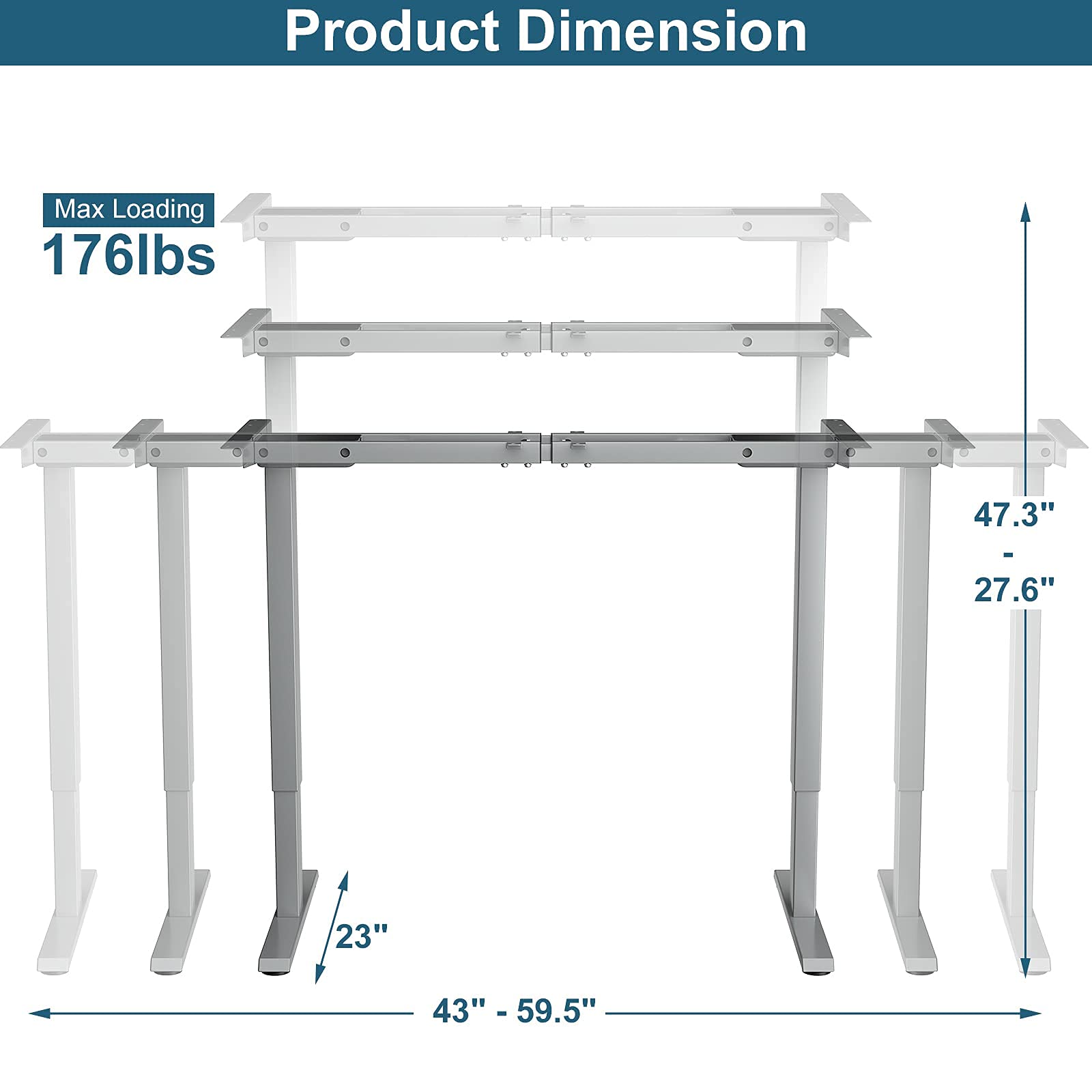 Tangkula Dual-Motor Adjustable Height Electric Standing Desk Frame - Ergonomic Sit Stand Workstation with Memory Controller & Cable Tray - Home Office & Gaming Setup (Grey)