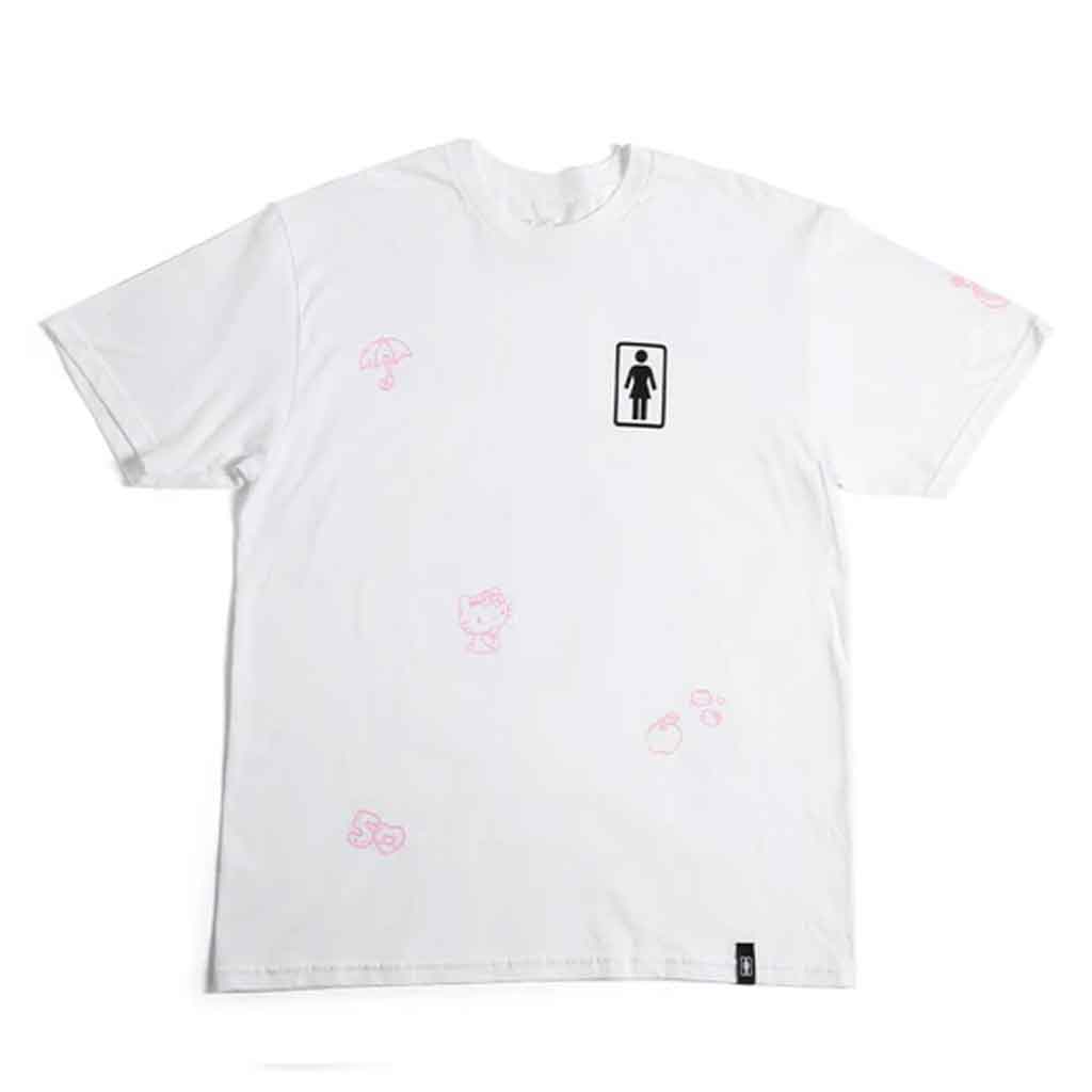 Girl x Sanrio All Over Short Sleeve Tee - White | Cute Kawaii Anime Graphic T-Shirt for Women & Teens | Perfect for Casual Wear, Cosplay & Anime Conventions
