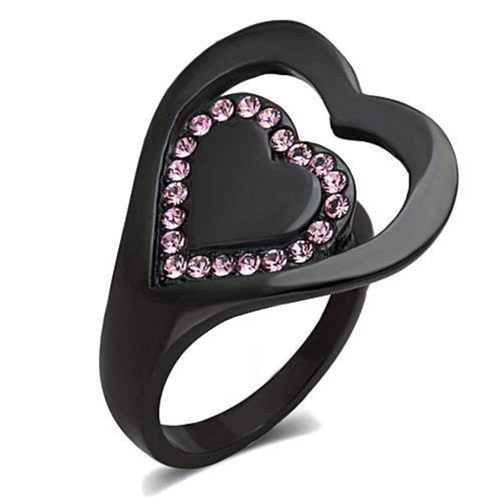 WildKlass Black Stainless Steel Ring for Women with Crystal - Elegant & Durable for Daily Wear