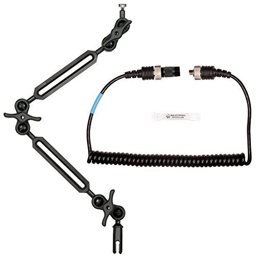 Ikelite Double Ball Arm & Sync Cord for Underwater Camera Housing - Durable Strobe Mounting System for Scuba Diving & Marine Photography