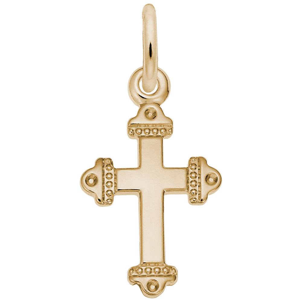 14K Yellow Gold Medieval Cross Charm Pendant - Elegant Vintage Jewelry for Women - Perfect for Gifts, Necklaces & Bracelets - Ideal for Church, Weddings & Special Occasions