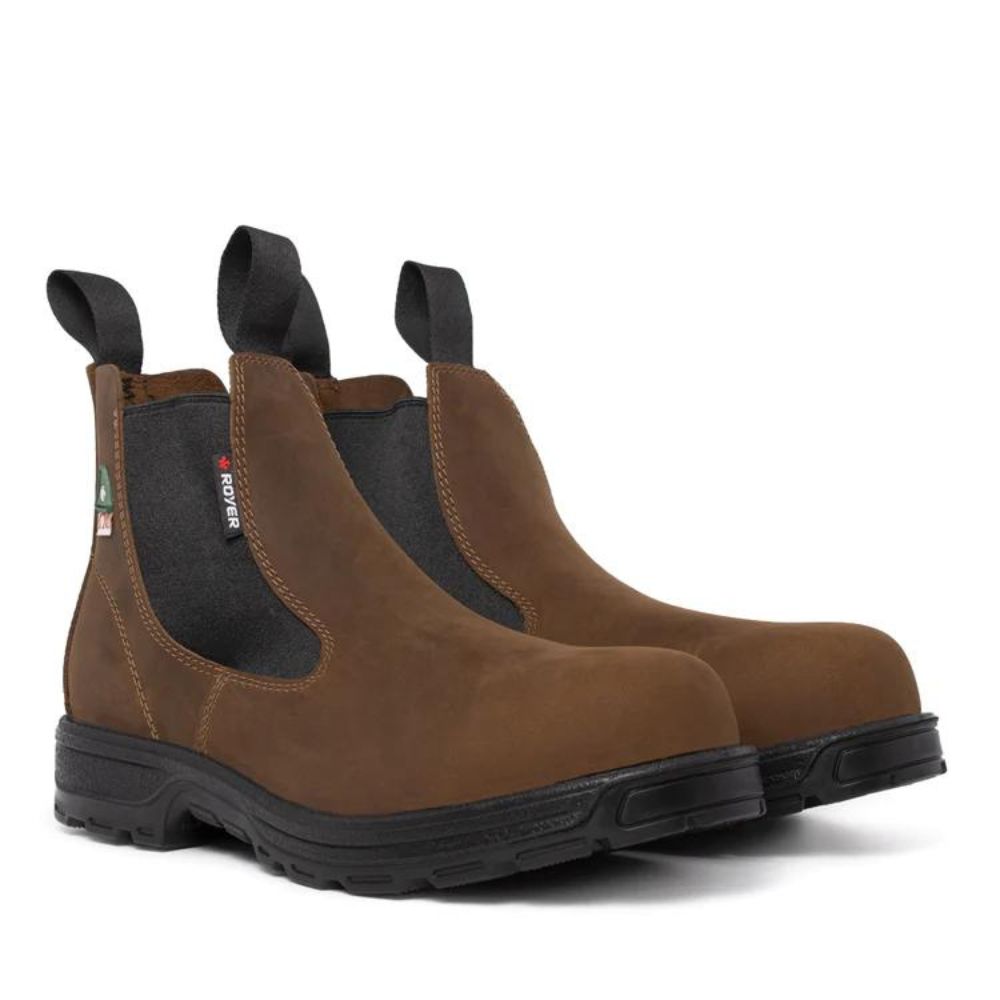 Royer 5631GT Romeo Unisex Slip-On Composite Toe Work Boots - Brown Safety Shoes for Construction, Warehouse & Industrial Work