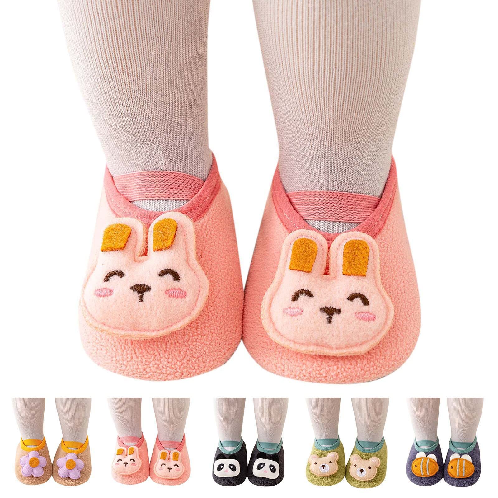 Lykmera Non-Slip Baby Socks Shoes for Boys & Girls - Warm Comfortable Toddler Indoor Sports Shoes with Cute Panda Flower Rabbit Design (Size 8 Toddler) - Perfect for Playtime, Daycare & First Walking Steps