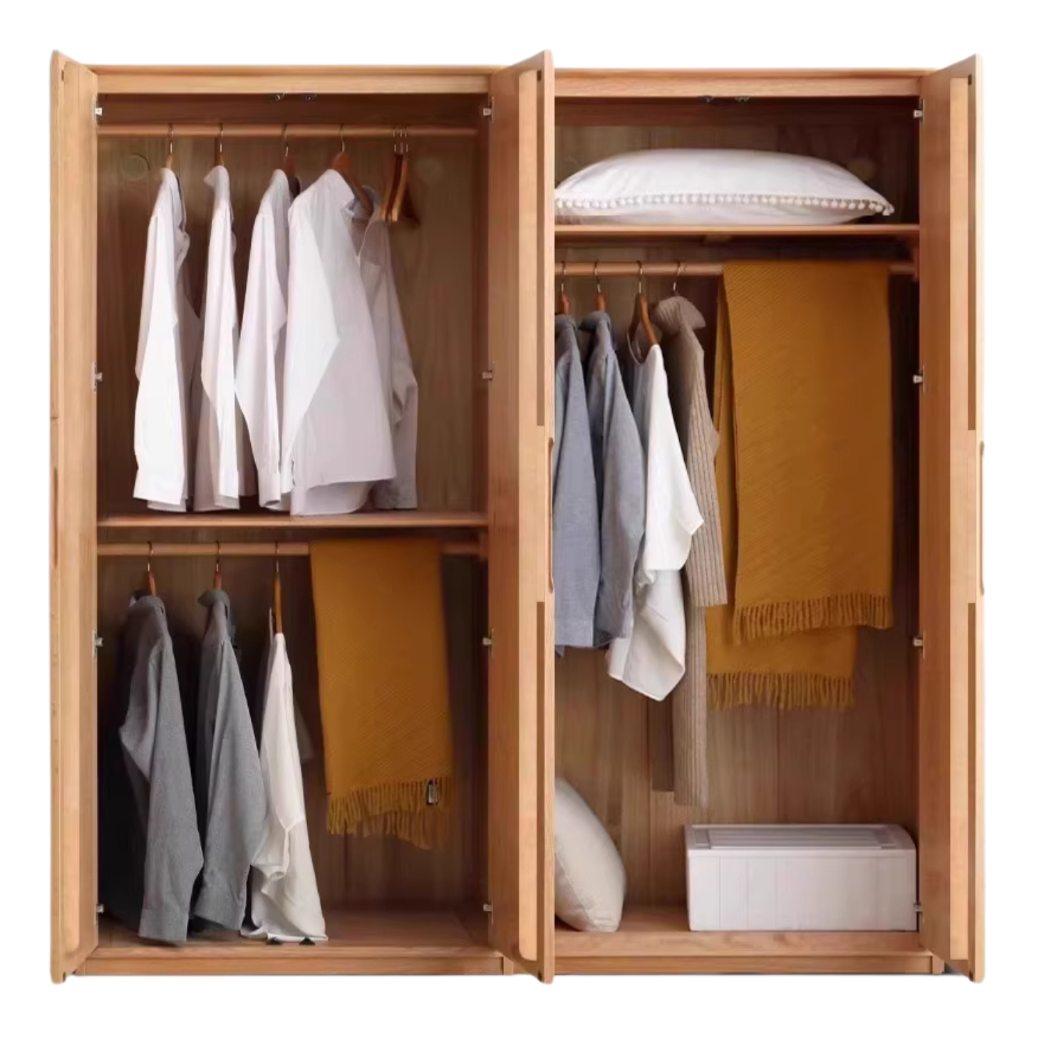 Solid Oak Wood Wardrobe - Spacious Storage for Bedroom, Closet & Home Organization | Durable & Stylish Furniture for Modern Living Spaces