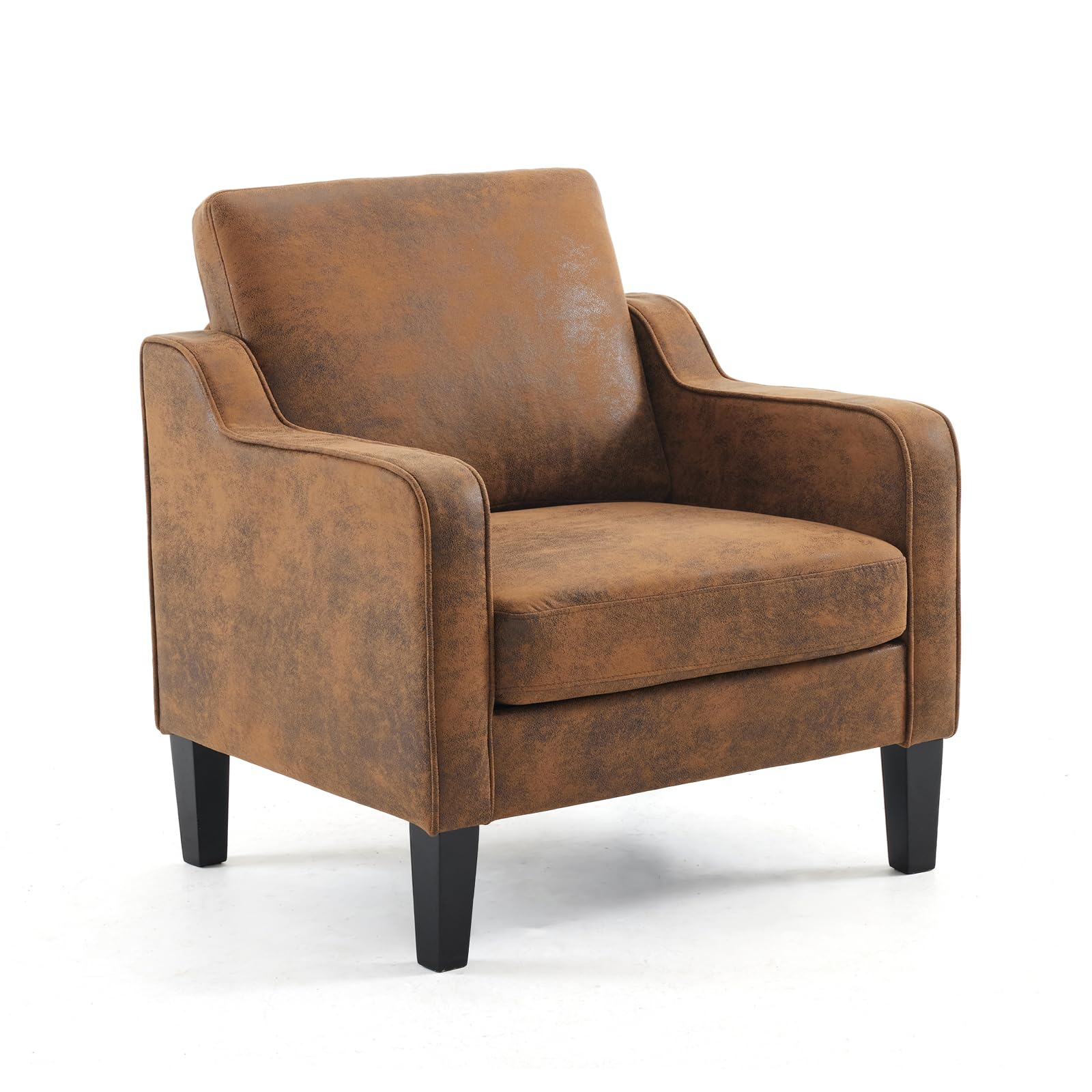 VINGLI Mid Century Modern Accent Chair - Rustic Upholstered Reading Chair for Living Room, Bedroom & Apartment - Comfy Scooped Arm Chair for Waiting Room & Home Office - Perfect for Relaxing, Reading & Decor