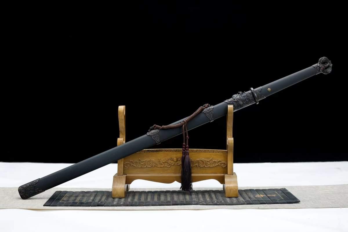 Authentic Hand-Forged Damascus Steel Chinese Han Dao Sword - Full Tang Blade with Alloy Scabbard - 41 Inch Martial Arts Sword for Collectors & Gifts - Perfect for Display, Cosplay, and Traditional Chinese Martial Arts Training
