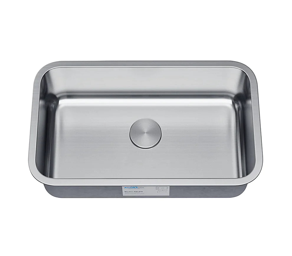Allora USA KSN 3118 S Undermount Single Bowl Stainless Steel Kitchen Sink - Perfect for Modern Home Kitchens & Restaurant Prep Stations