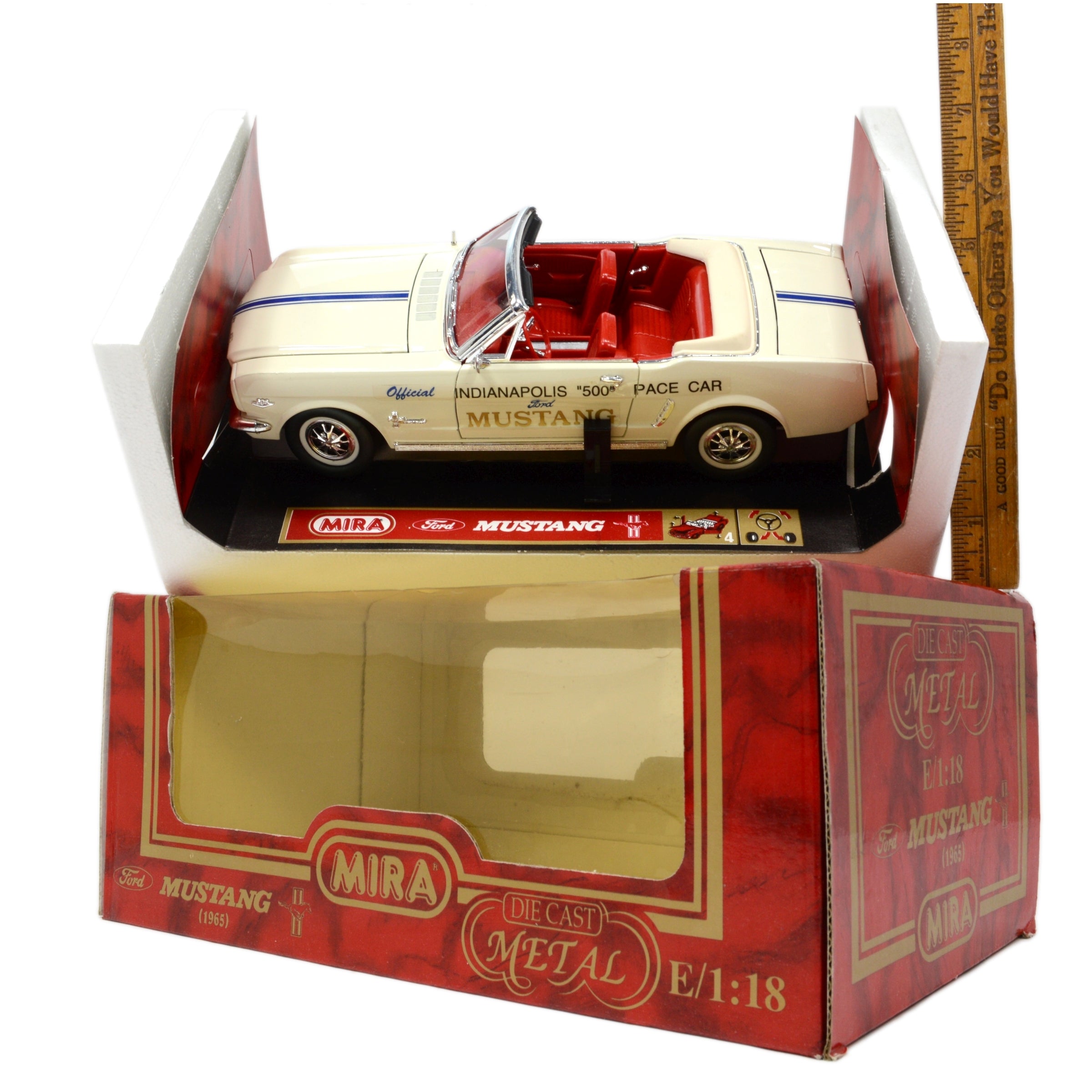 1:18 Scale Diecast 1965 Ford Mustang Indy 500 Pace Car - MIRA Golden Line Collectible Model - Perfect for Display, Gifts & Racing Enthusiasts
