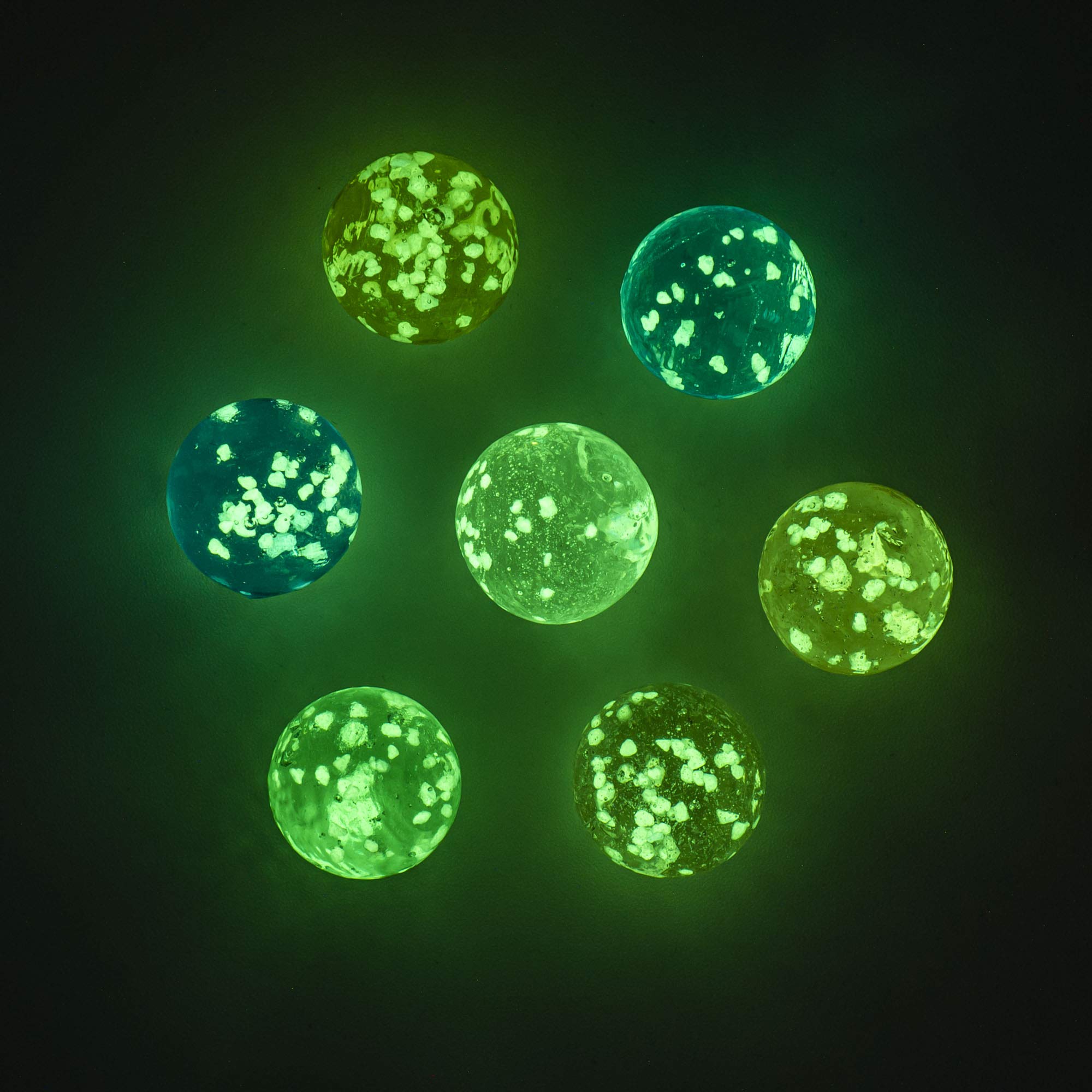 Glow in The Dark Glass Marbles for Kids - 1 Inch Marbles for Chinese Checkers, Shooters Games & Marble Runs - Bulk Assorted Sizes (14 Pcs) - Perfect for Nighttime Play, DIY Crafts & Educational STEM Activities